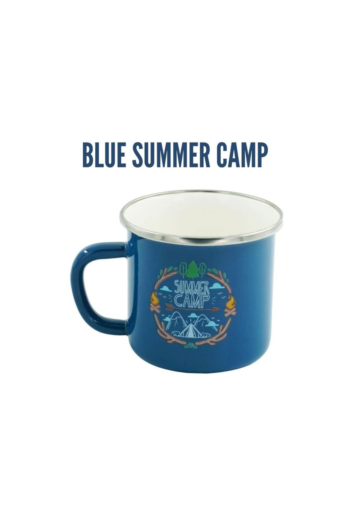 Orcamp Retro Emaye Kupa Bardak 330 cc Blue Summer Camp