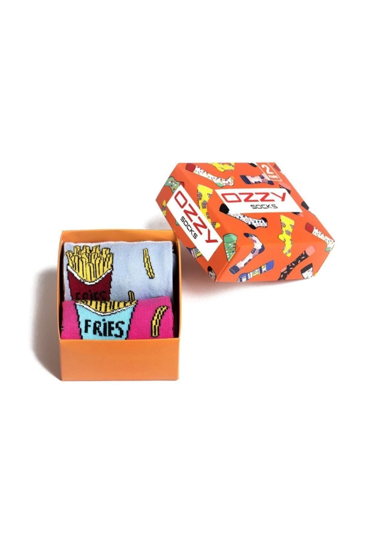 Ozzy Socks Sevgililer Günü Çiftler Için 2 Li Fries Desen Hediye Paketi