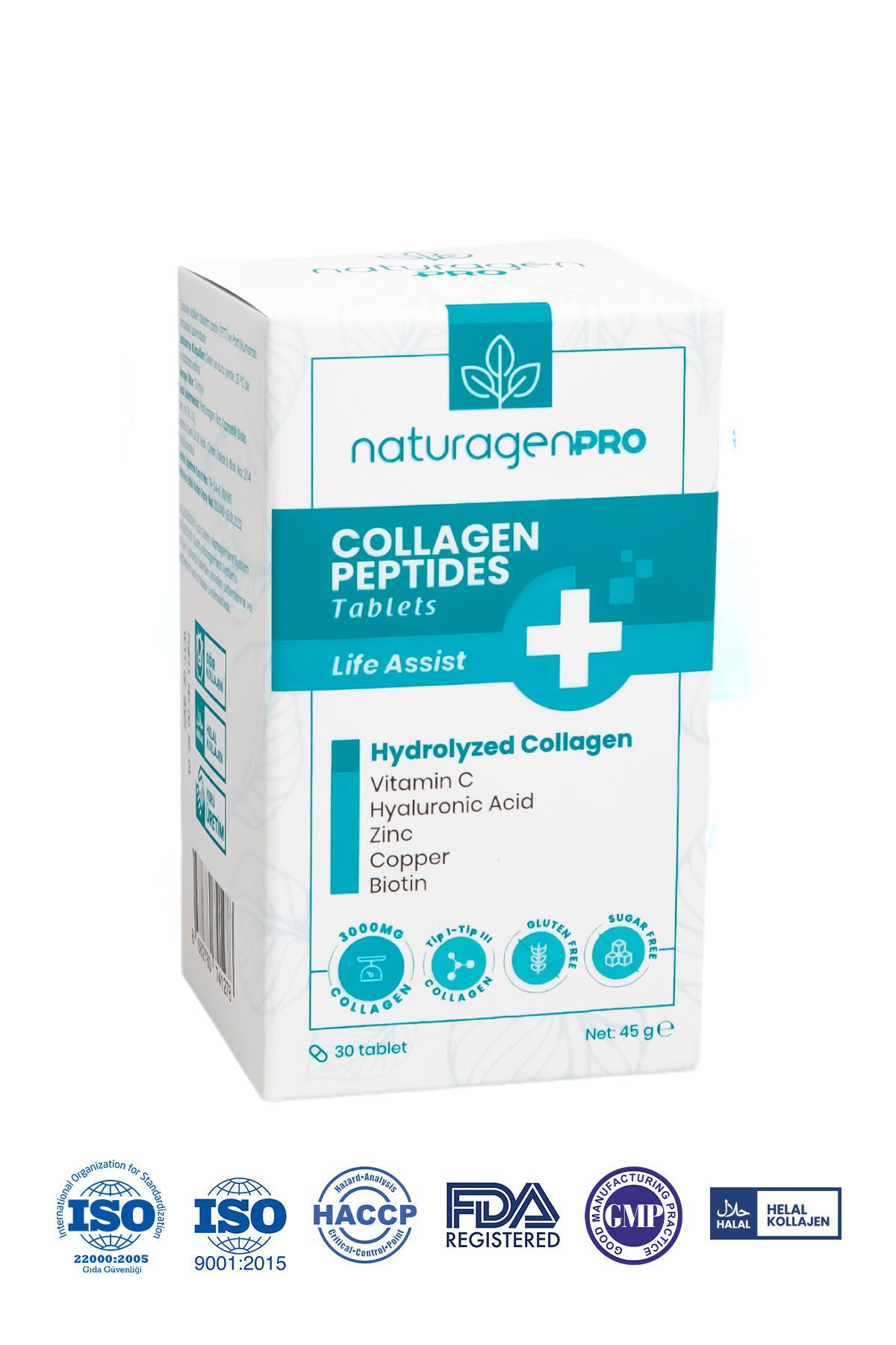 Naturagen Pro Kolajen 30 Tablet Hidrolize Collagen (TİP-1&TİP-3 HYALURONİC ACİD,VİTAMİN C,BİOTİN,ÇİNKO,BAKIR)