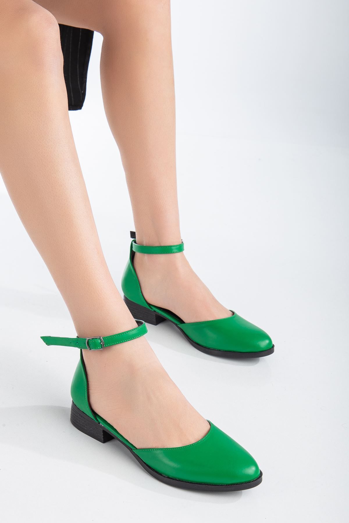 MaskButik Tilda Kısa Topuk Cilt Ayakkabı Yeşil