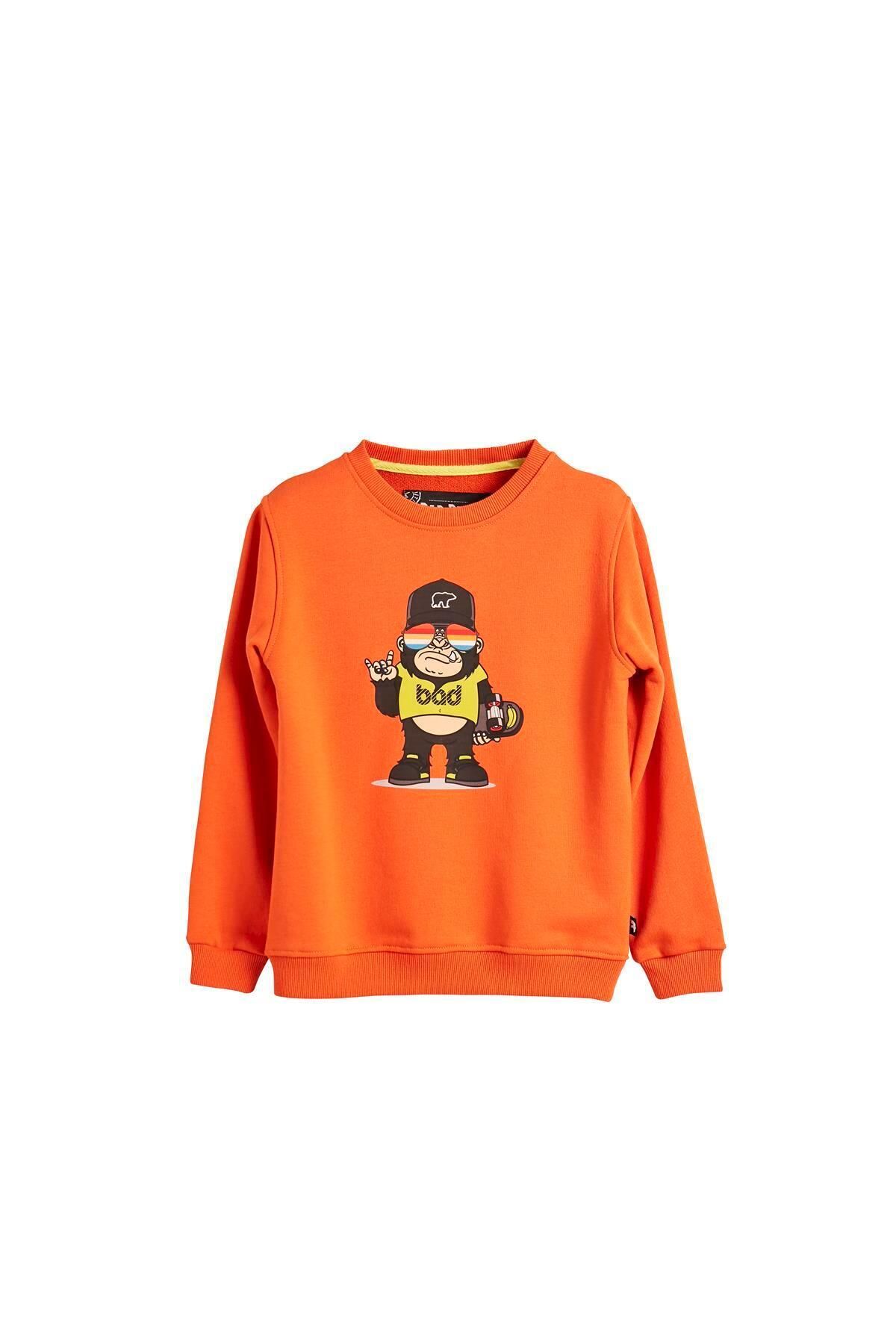 Bad Bear Funky Crewneck Kids Turuncu Baskılı Çocuk Sweatshirt