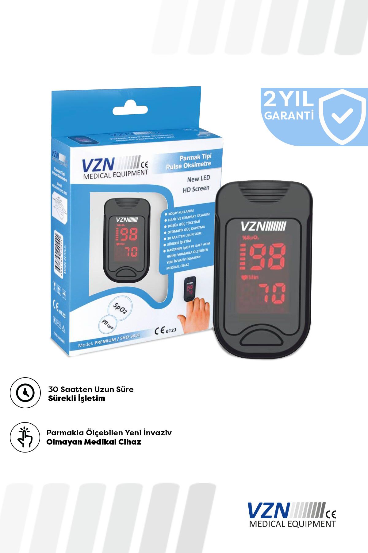 VZN Premium Seri Pulse Saturasyon Kandaki Oksijen Oranı ve Nabız Ölçer