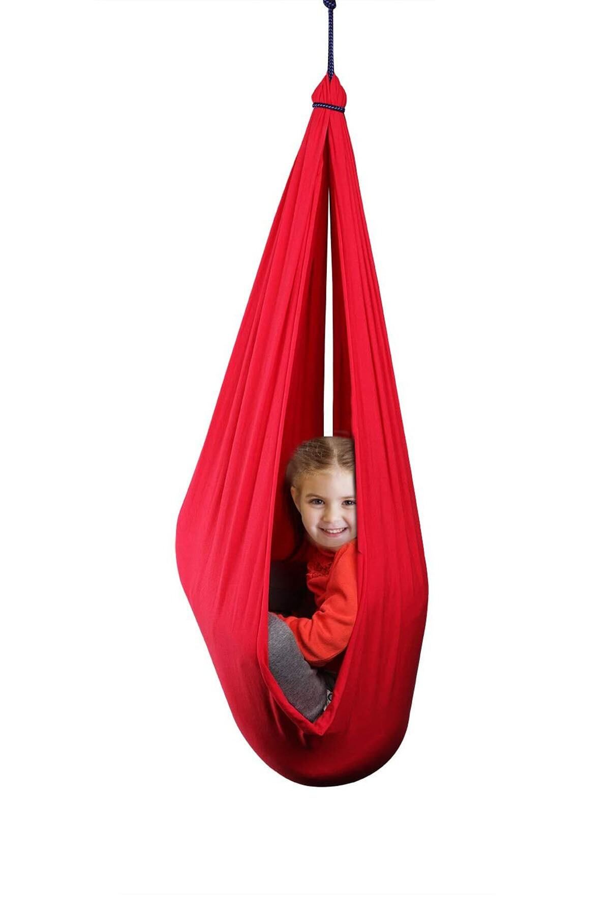 Bundeba Yoga Swing Kırmızı Salıncak Duyusal Salıncak Çocuk Aktivite Gelişim Salıncağı