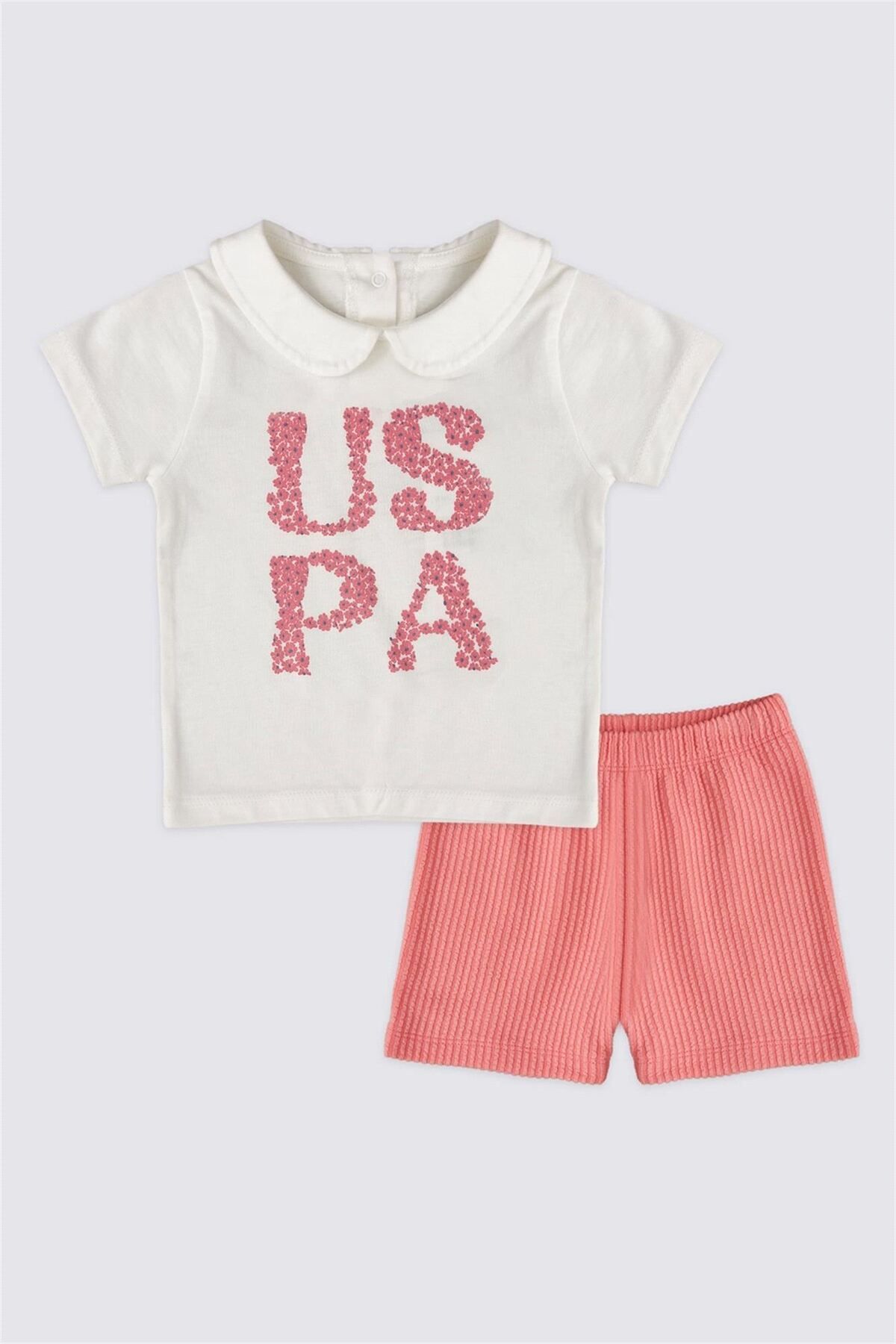 U.S. Polo Assn. U.S. Polo Assn. Kız Bebek Kısa Kol 2'li Tişört Takım Pembe