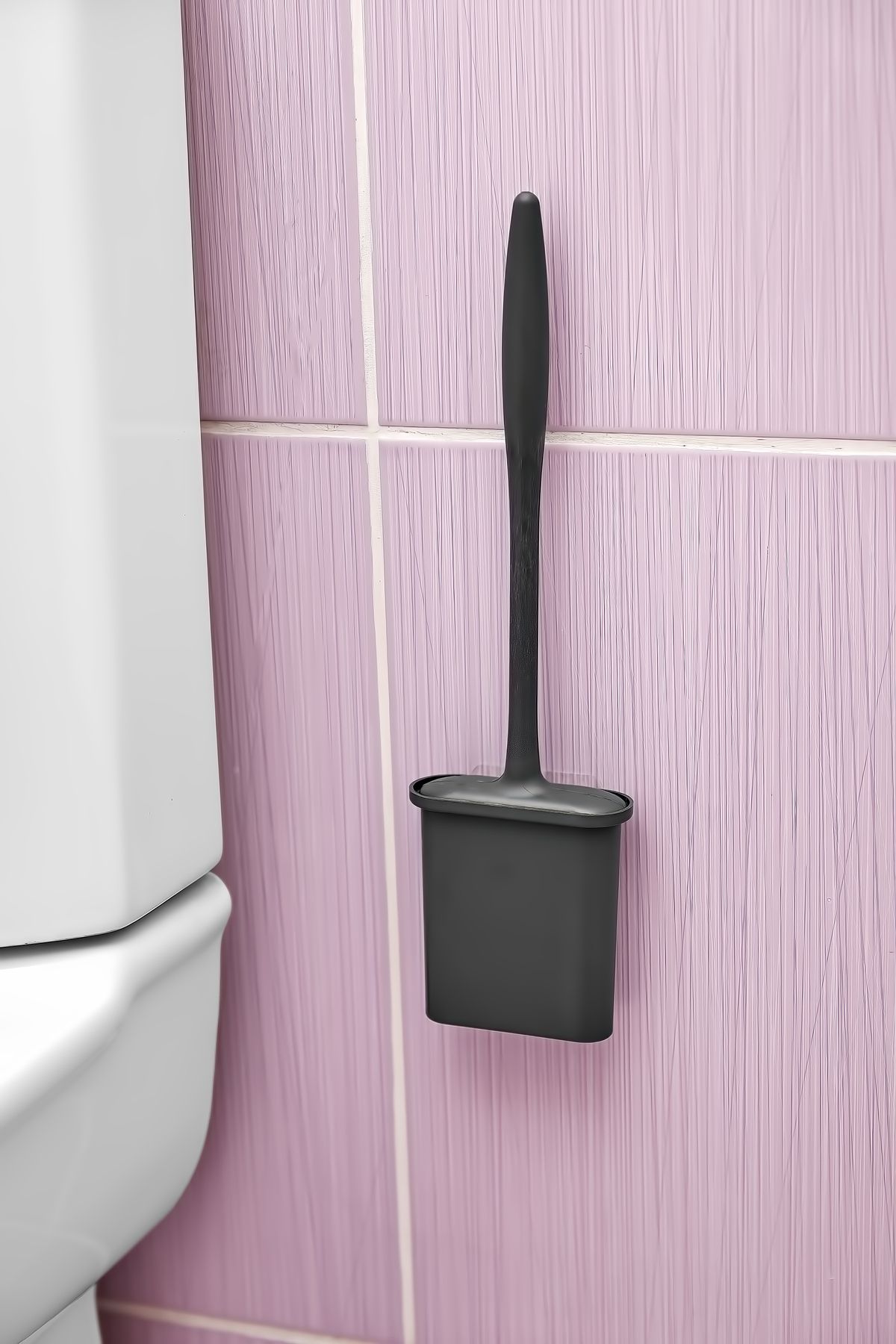 Self Power Siyah Renk Silikon Duvara Yapışan Bükülebilir Pratik Silikon Wc Klozet ve Tuvalet Fırçası