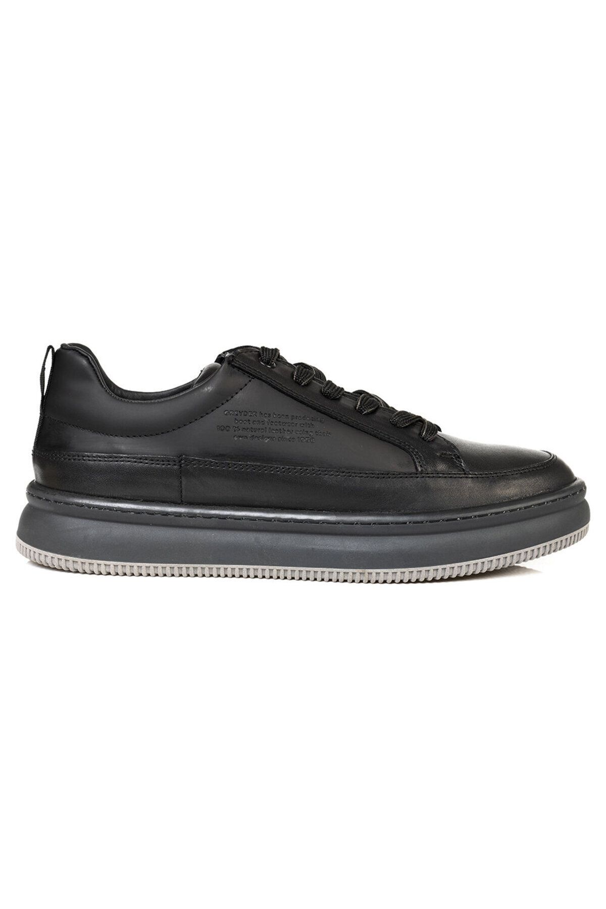 Greyder Erkek Siyah Hakiki Deri Sneaker Ayakkabı 3k1ua16380