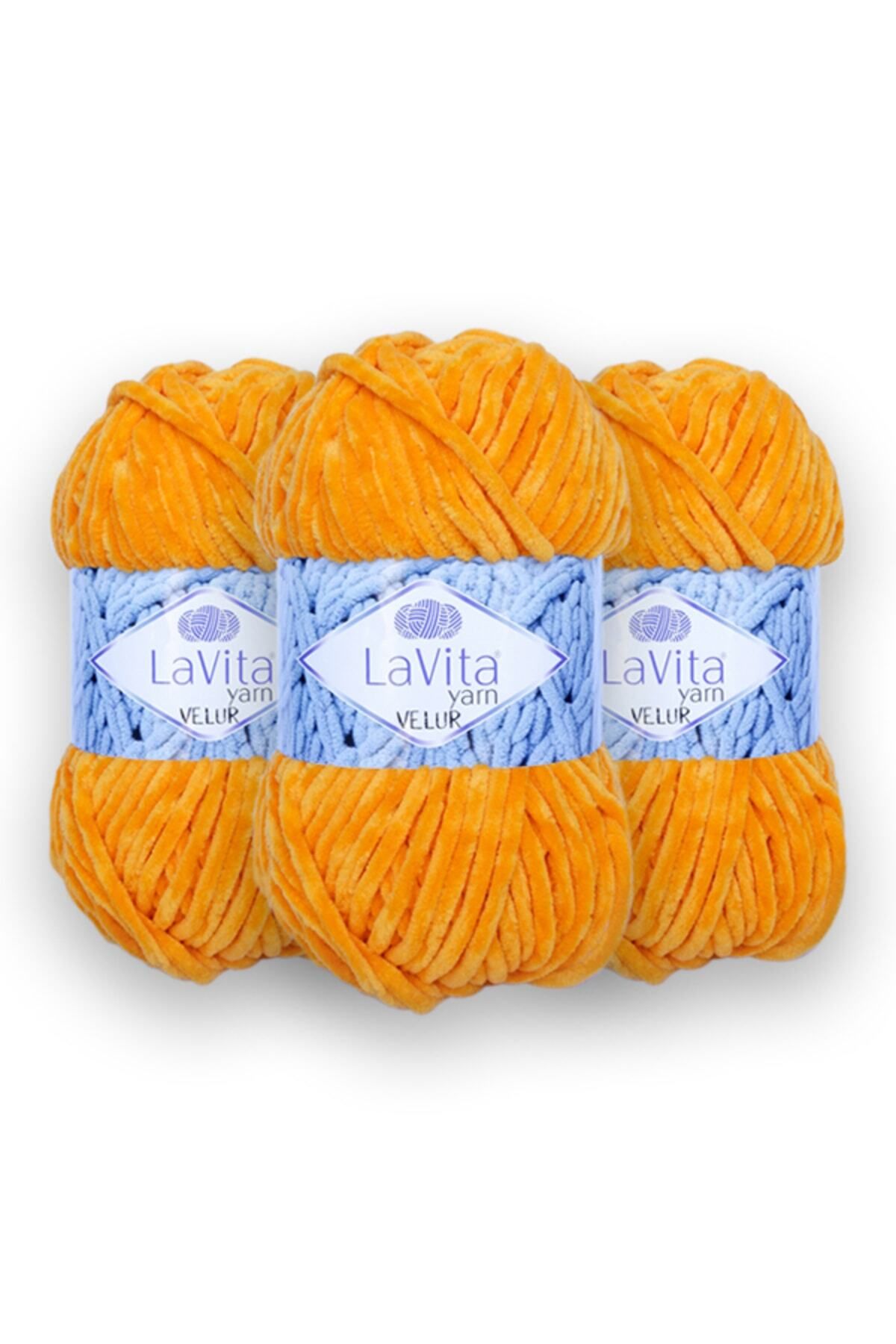LaVita Yarn Velur Baby 3'lü Paket Amigurumi El Örgü Ipi Taka Yarn (3012-kayısı)