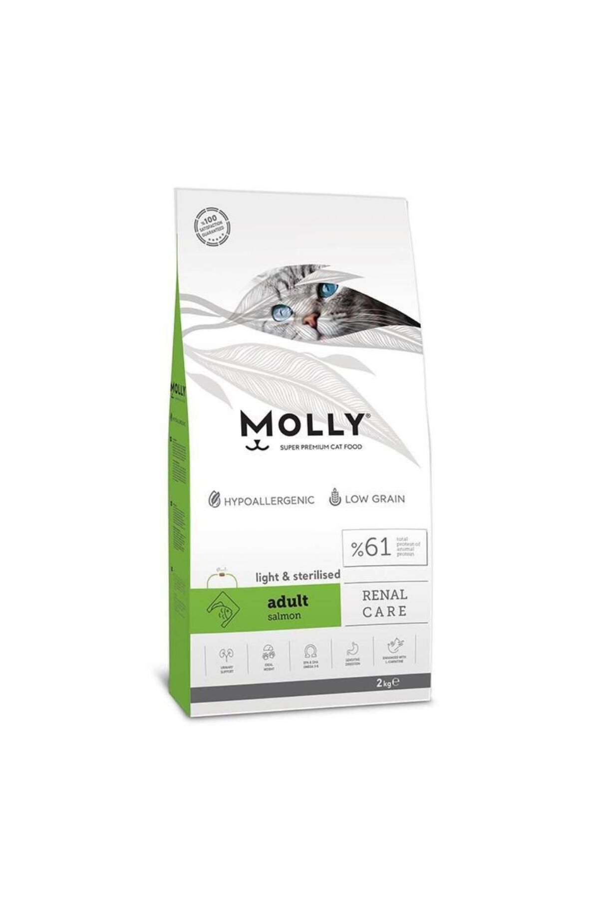 Molly Hipoalerjenik Düşük Tahıllı Light&Sterilised Somonlu Kısırlaştırılmış Kedi Maması 2 kg