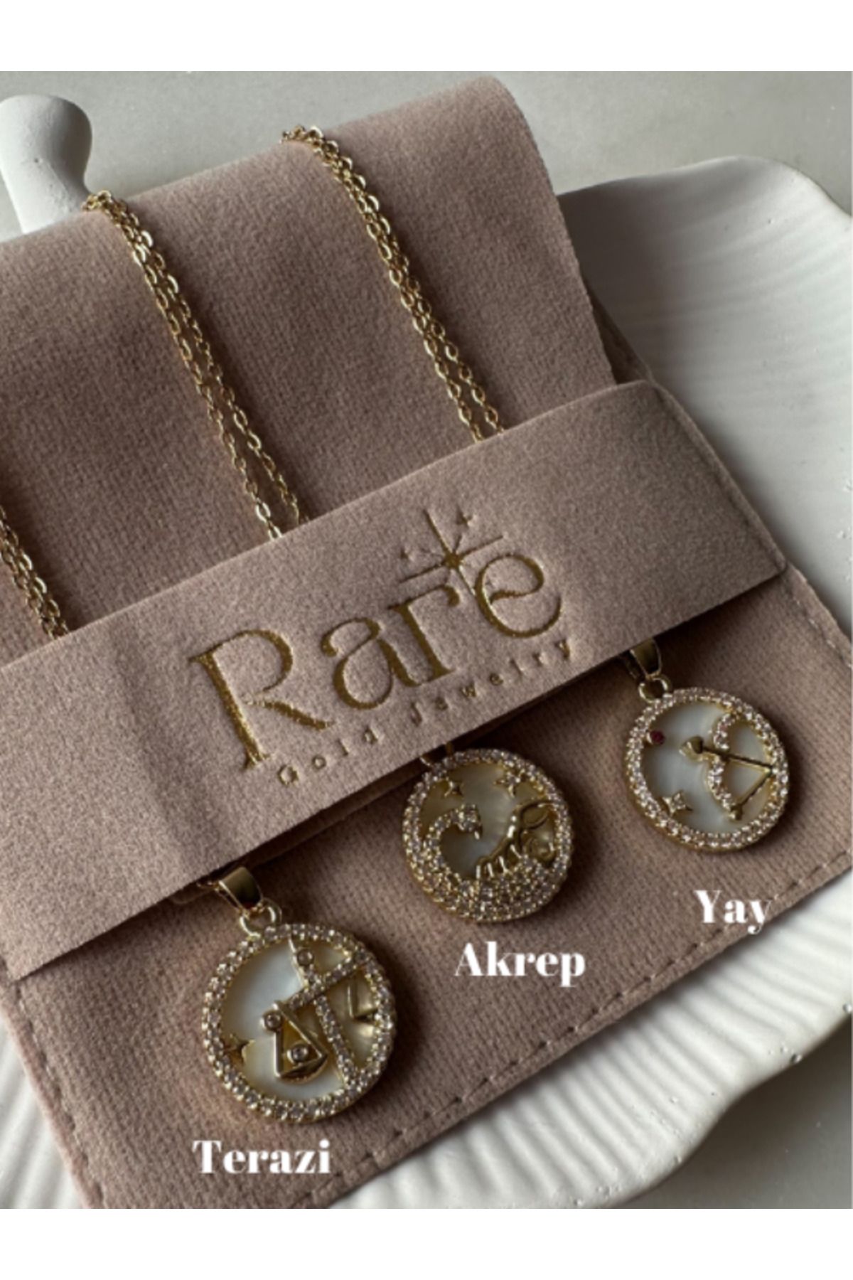 Rare Gold Jewelry Burç Simgeleri Çelik Kolye - yay