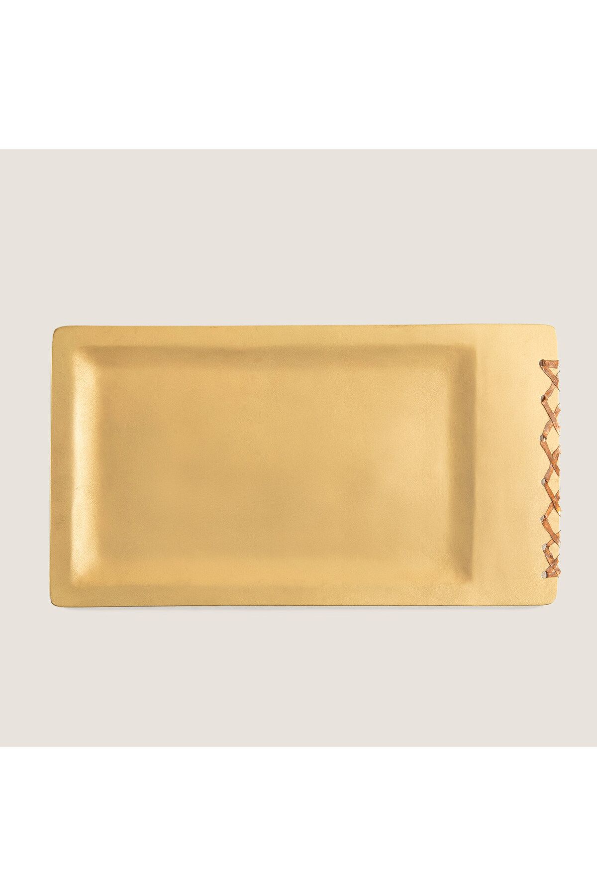 Chakra Stitch Dekoratif Tabak 26x16 Cm Gold