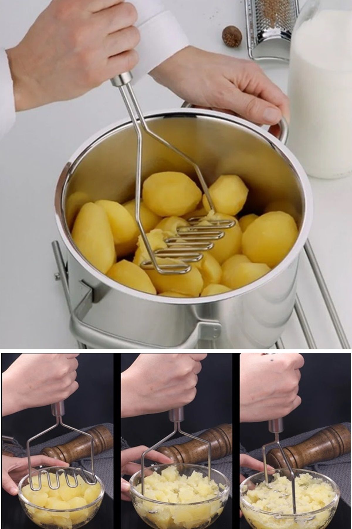 Kitchen Beauty Pratik Lüks Paslanmaz Metal Patates Ezici | Patates Ezici Püre Yapıcı