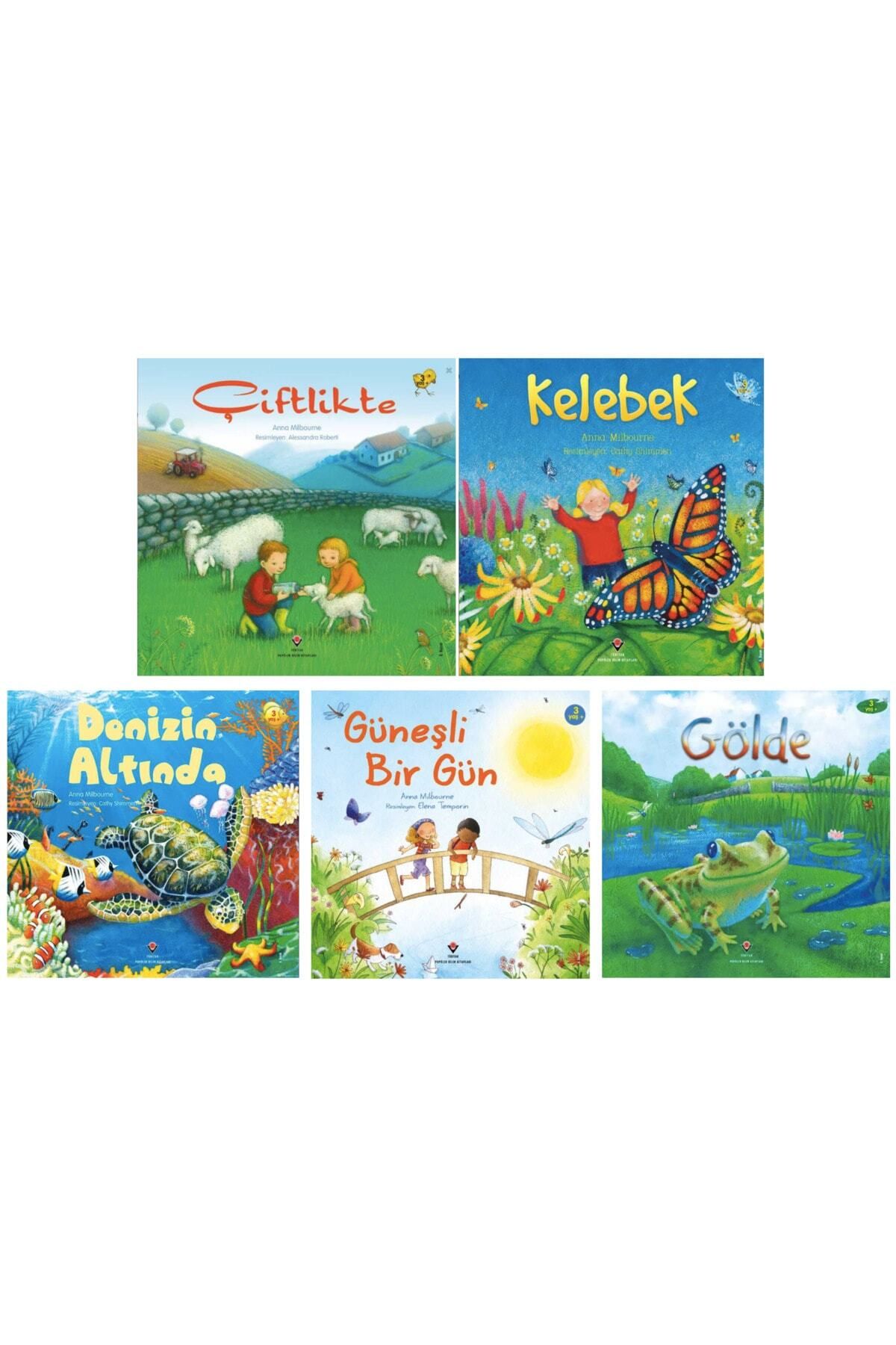 Tübitak Yayınları Güneşli Bir Gün - Çiftlikte - Gölde - Kelebek - Denizin Altında - Okul Öncesi 5 Kitap Set