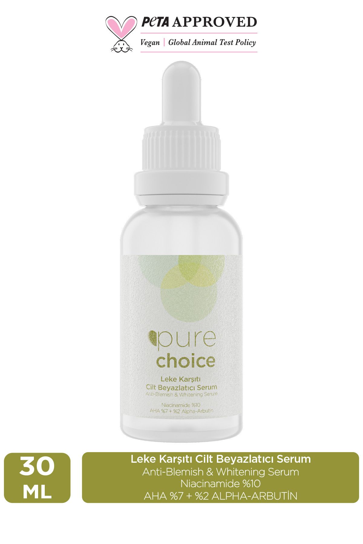 Pure Choice Leke Karşıtı Cilt Beyazlatıcı Serum 30 Ml (niacinamide %10 + Aha%7 + Alpha Arbutin%2)
