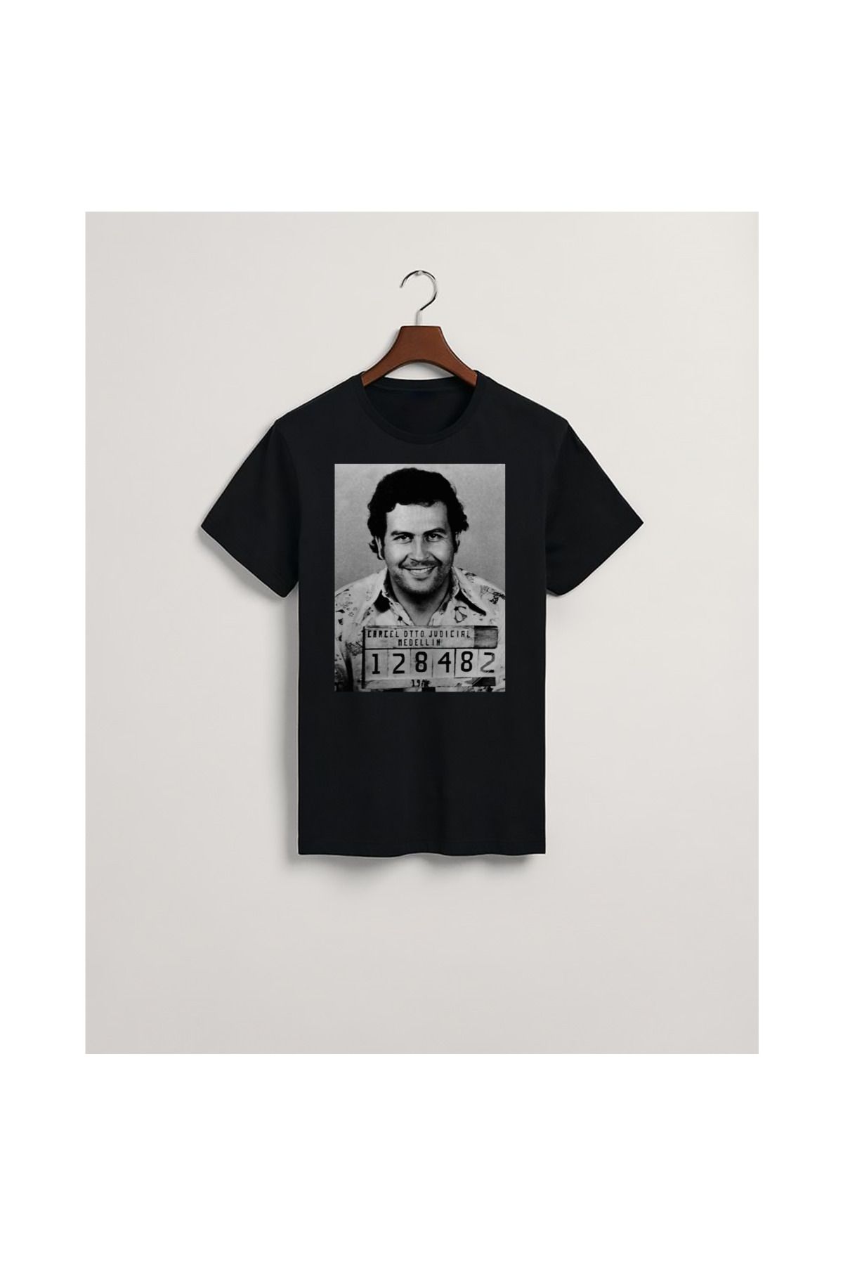 MarkaTurko Pablo Escobar-505-77 Siyah Özel Tasarım Pamuklu Penye Unisex T-shirt