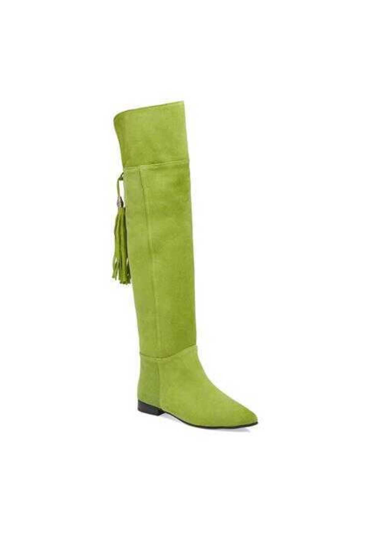 Tergan Yeşil Süet Deri Kadın Klasik Çizme - K23K1CM66989-O48