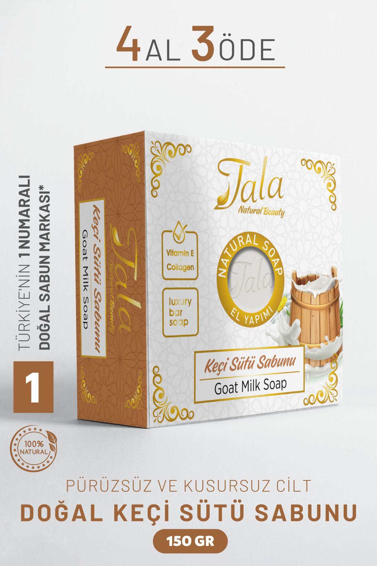 Tala Keçi Sütü Sabunu Doğal Gözenek Sıkılaştırıcı Ve Sivilce Karşıtı 150 Gr