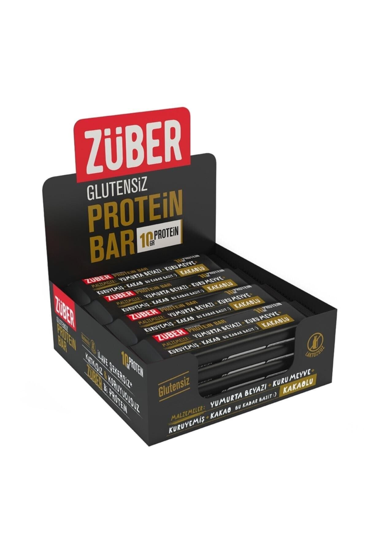 Züber Kakaolu Protein Barı 35 Gr X 12 Adet Glutensiz Şekersiz Doğal Lifli Protein Bar