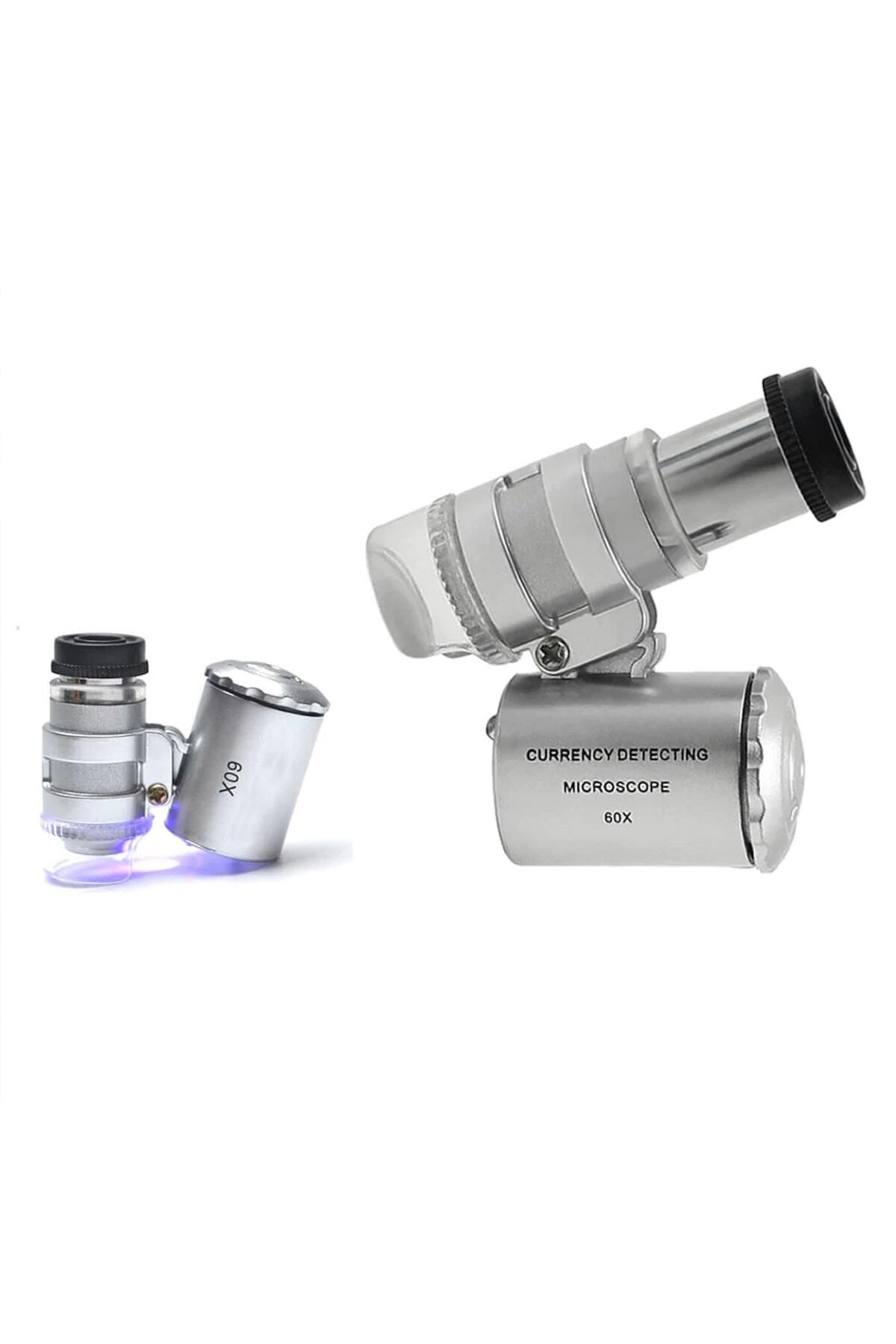 Microcase 60x Mini Cep Mikroskopu Uv Ledli Cam Büyüteç Çantalı