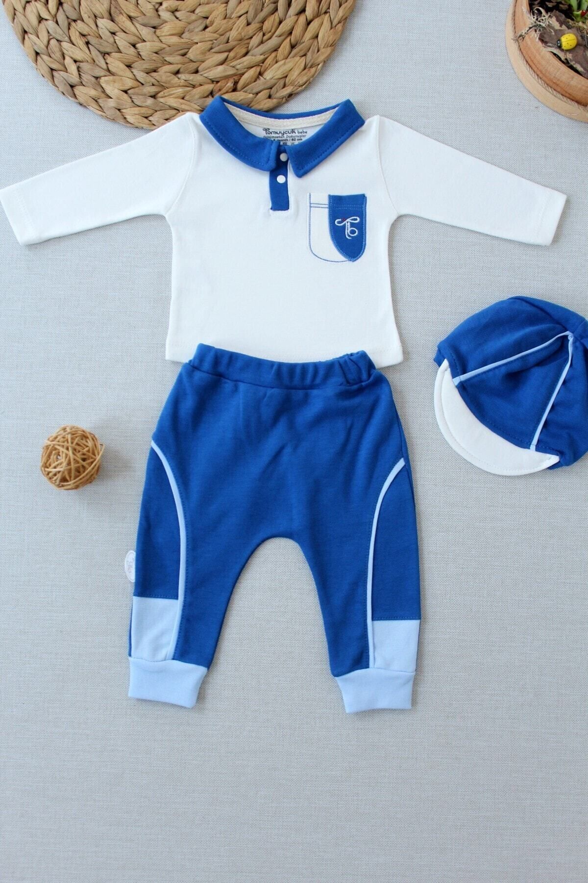 Tomuycuk 3'lü Erkek Bebek Çocuk Takım Yenidoğan Sweatli Bebek Takımları Kıyafetleri Bebek Giyim Hediyelik