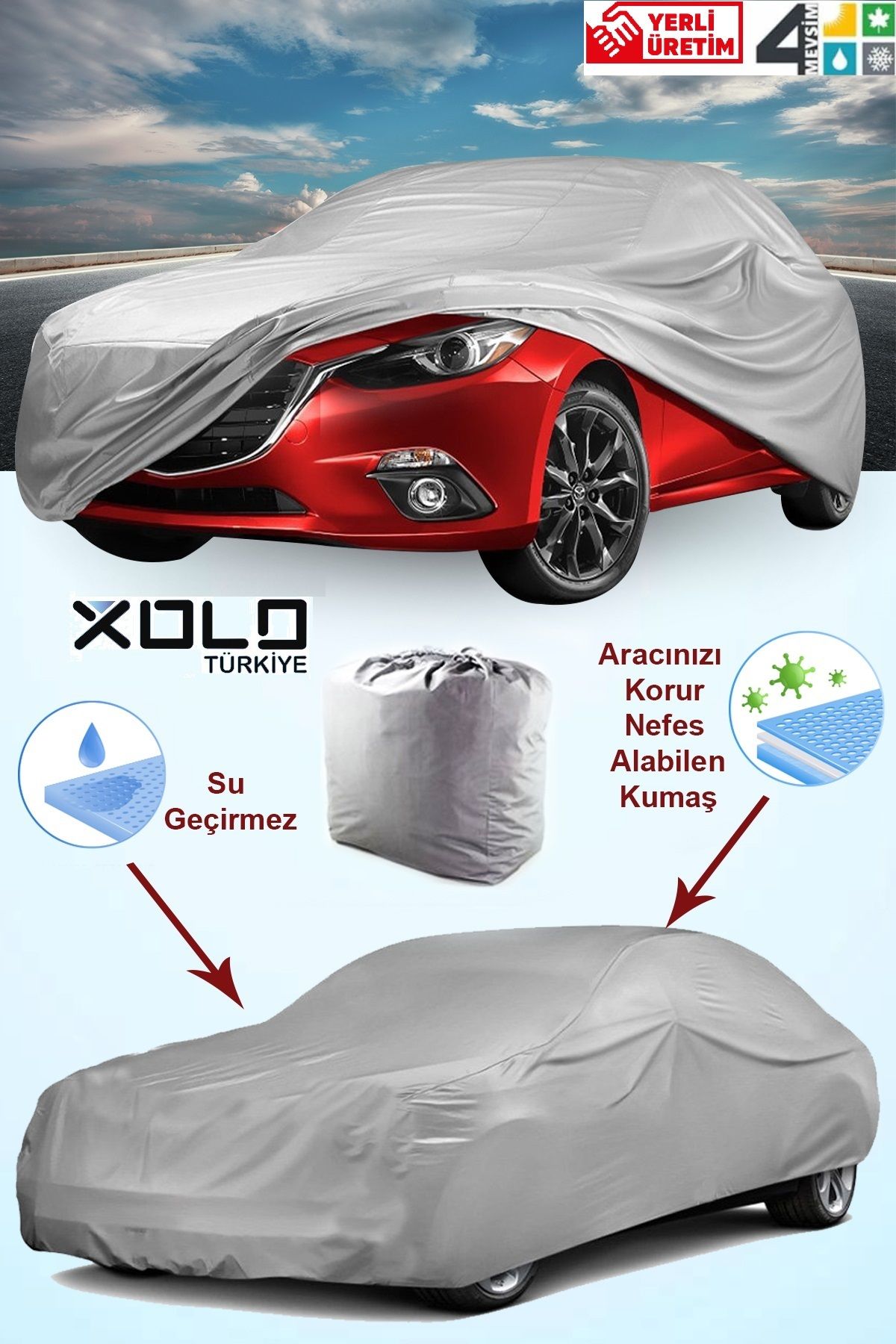 Xolo Hatchback Araçlara Özel Oto Brandası Su Gecirmez Miflonlu Araba Branda 4 Mevsim Koruma