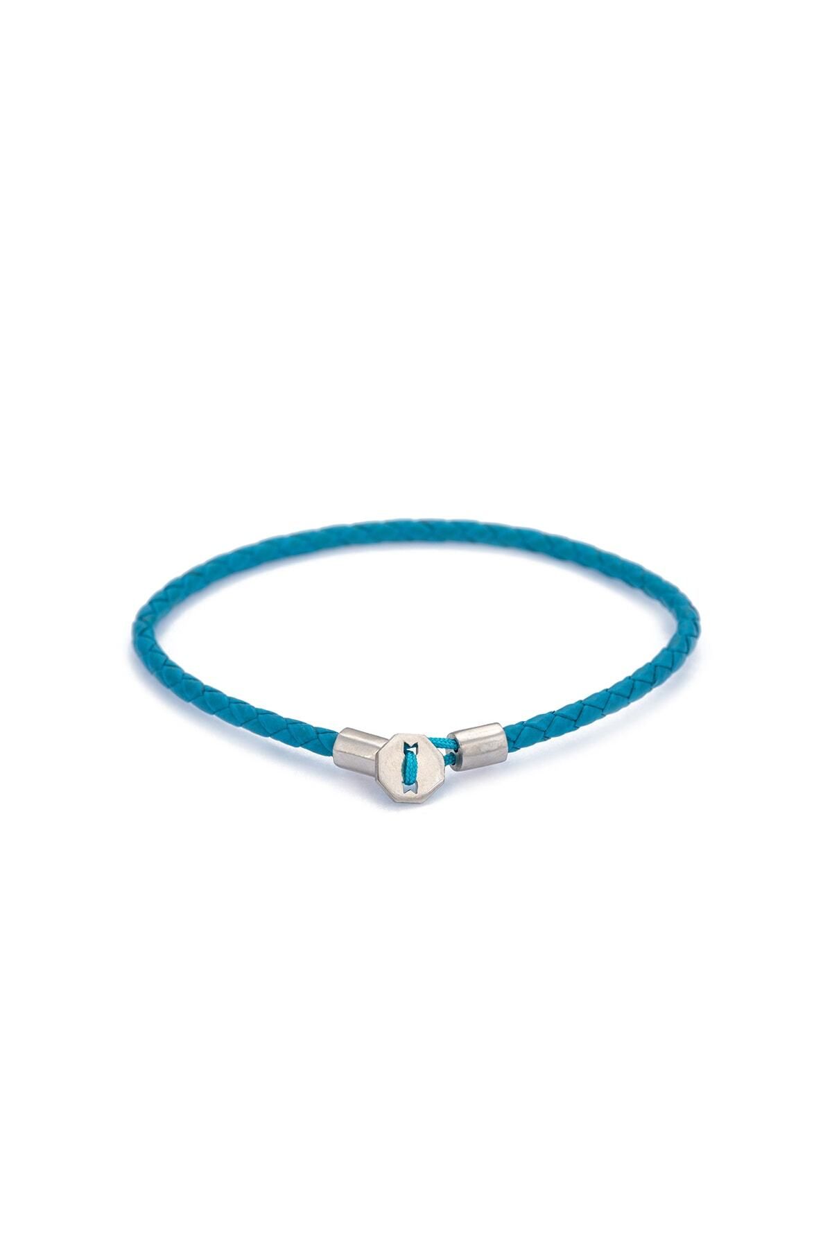 Atolyewolf Blue Leather Chance Bracelet In Silver