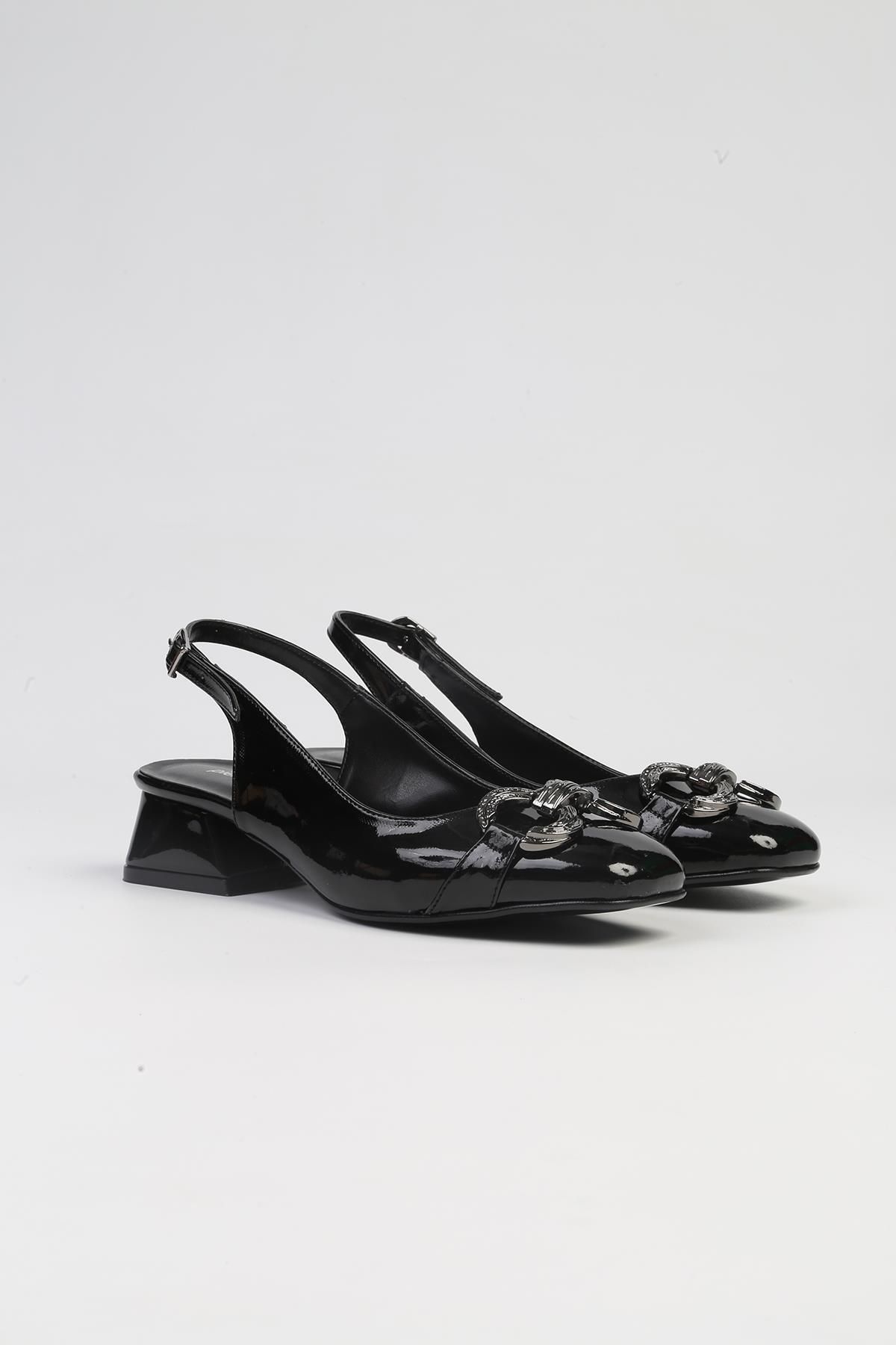 Pierre Cardin ® | PC-53029- 3341 Siyah Rugan-Kadın Kısa Topuk Ayakkabı