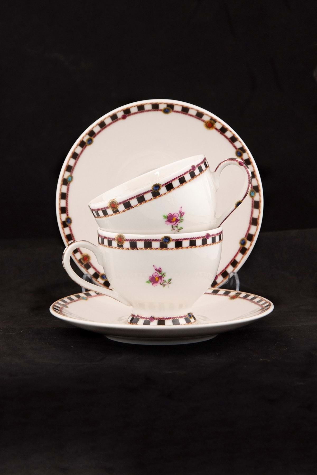 Bursa Porselen Dekor Diamonds 2 kişilik çay fincan takımı
