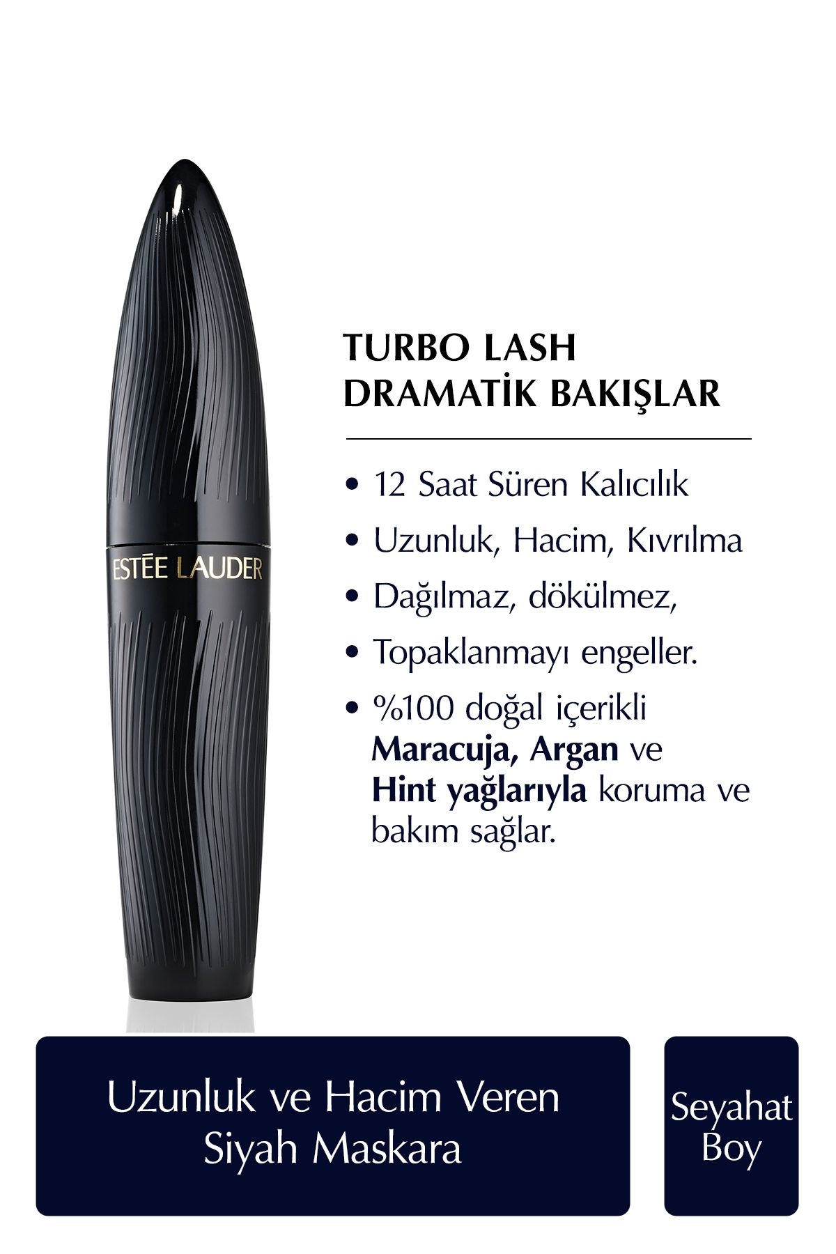 Estee Lauder Travel Size Black Mascara - Turbo Lash Volume and Length Mascara  Colour: Black  3ml GKÜRN684