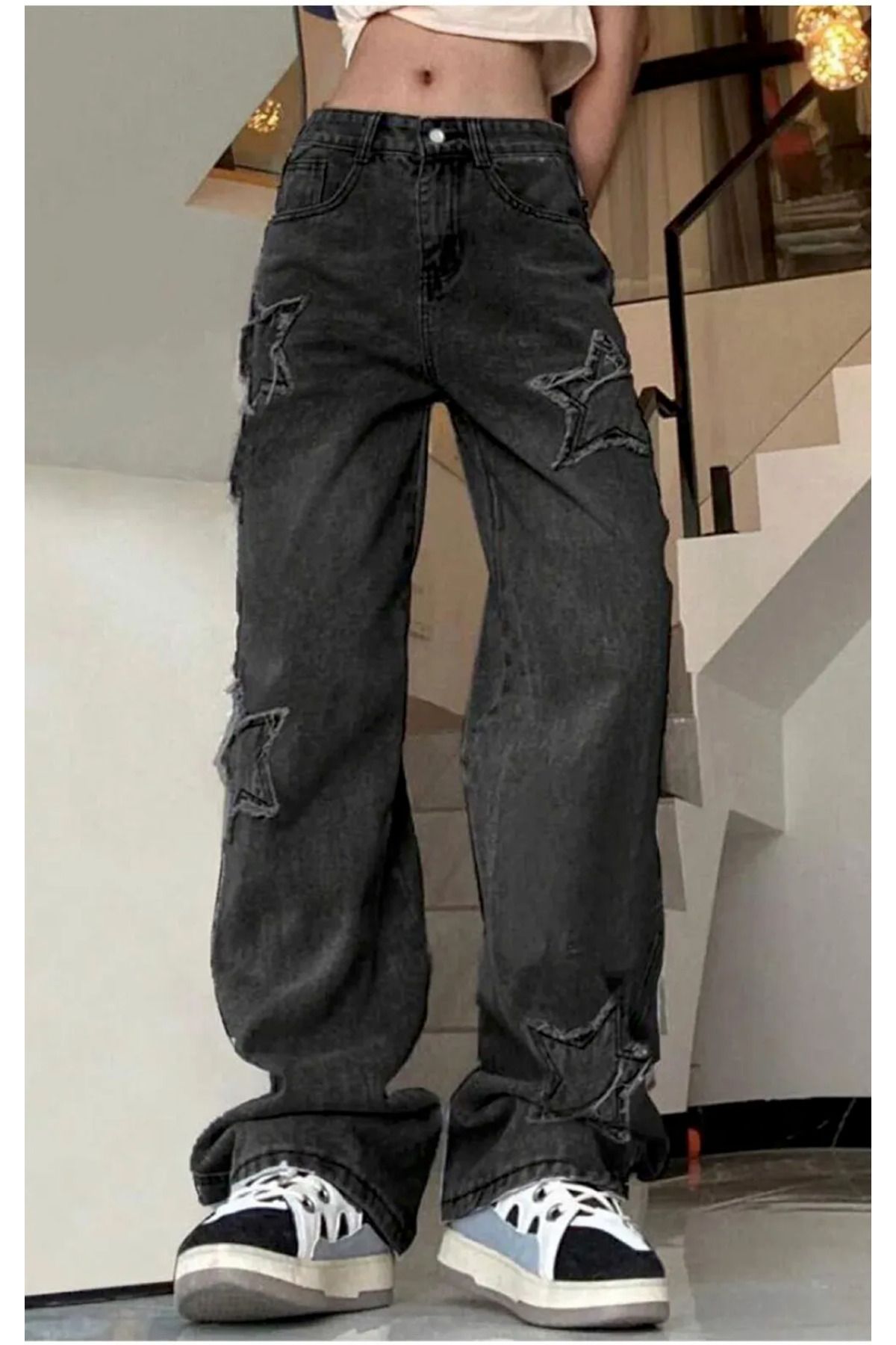 Gofeel Y2k Star Detail Baggy Bol Paça Tech Pantolon