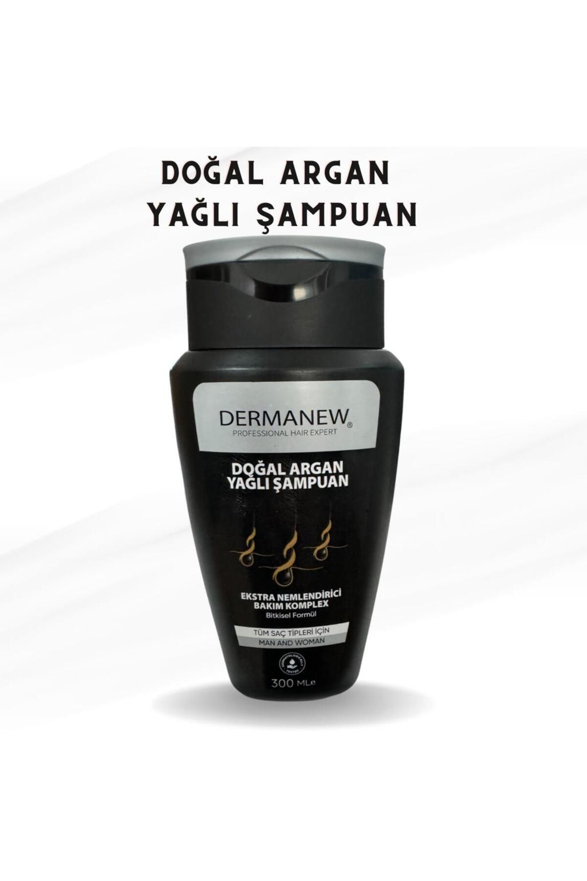 dermanew hair Argan Yağlı Şampuan - İşlem Görmüş Dökülen ve Zayıf Saçlar İçin - Onarıcı ve Güçlendirici Şampuan
