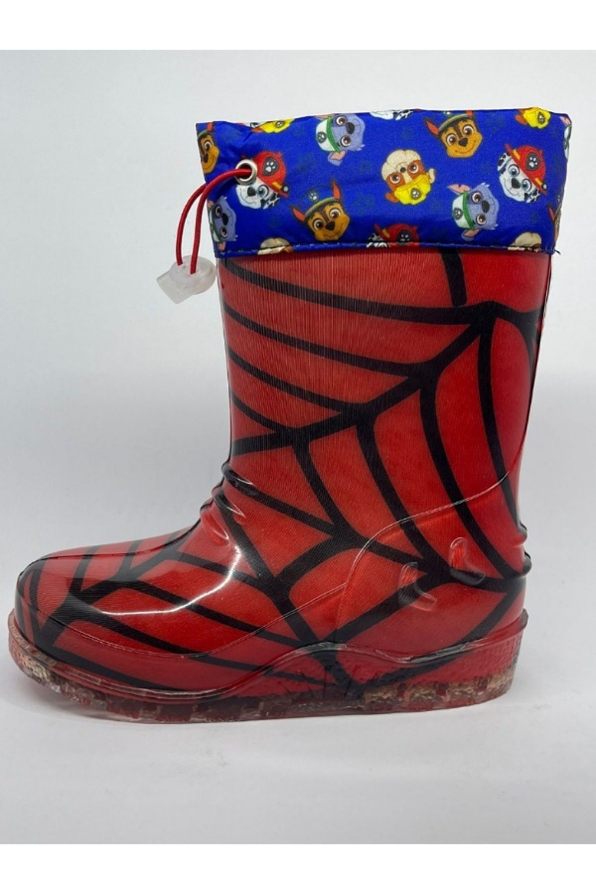 casso Unisex Spiderman Örümcek Adam Desenli Kırmızı Erkek Çocuk Plastik Yağmur Çizmesi Bot