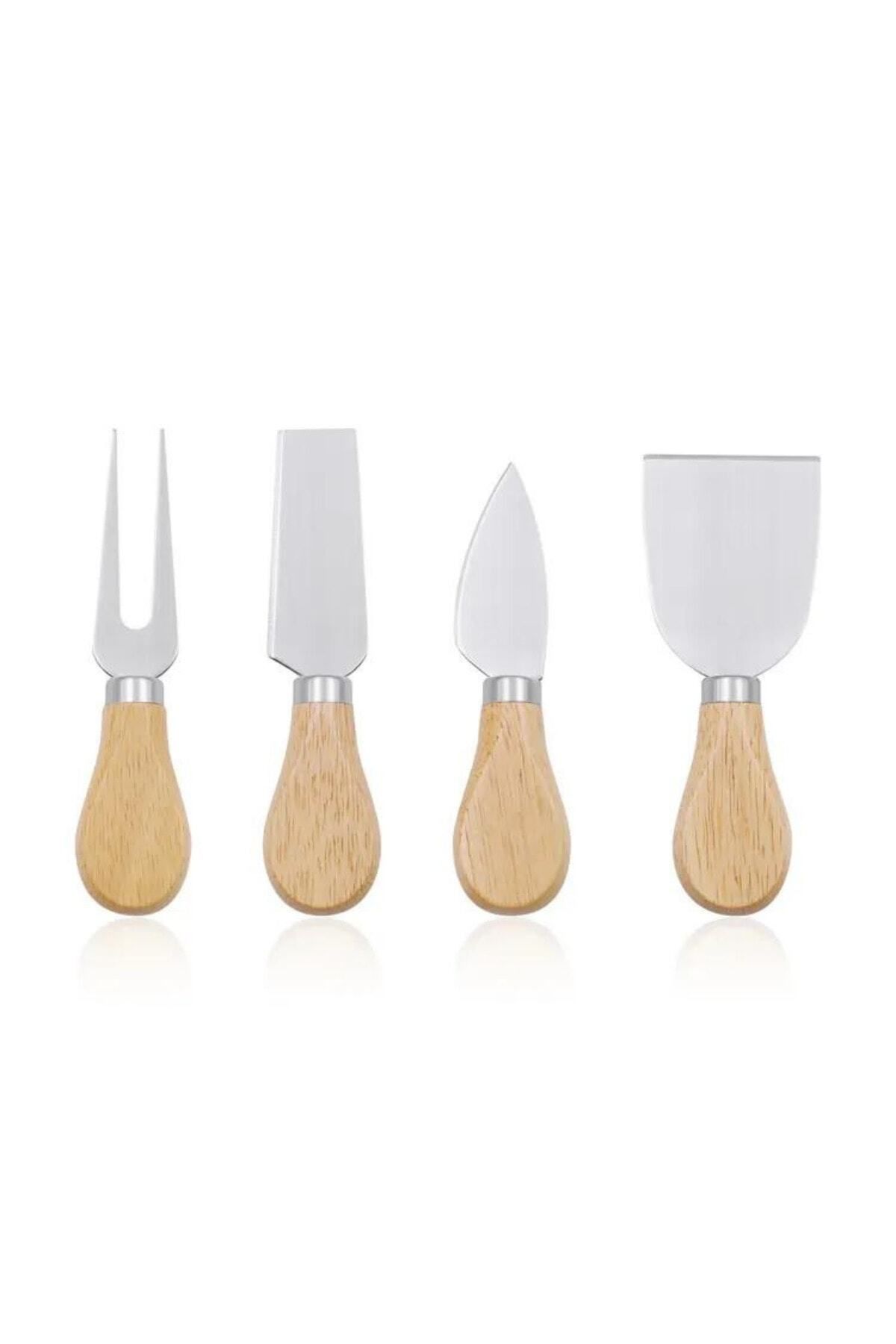 Kitchen Design Lab Lüks Bambu Saplı 4'lü Çelik Peynir Bıçak Seti