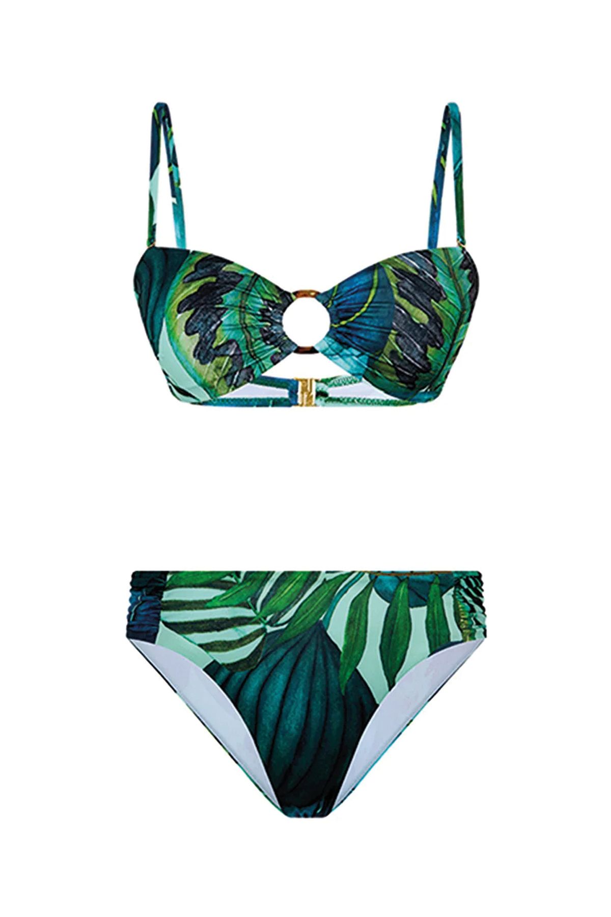 Bonesta Yeşil Turkuaz Yaprak Desenli Bikini Takımı