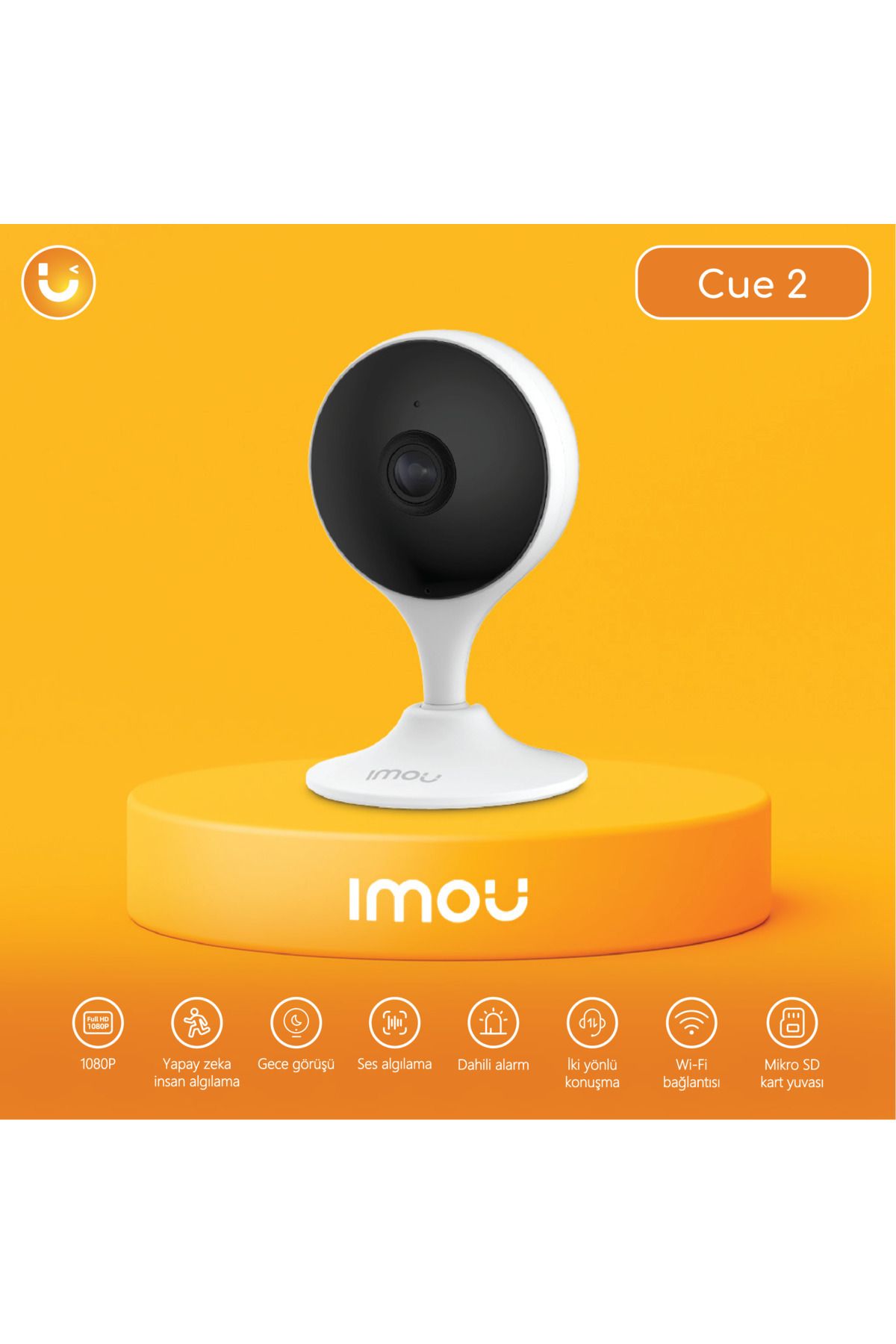 Imou Cue 2 İç Ortam Akıllı WiFi Kamera/2MP-Gece Görüş-İnsan Algılama-SD Kart-ONVIF-Bulut(IPC-C22EP)