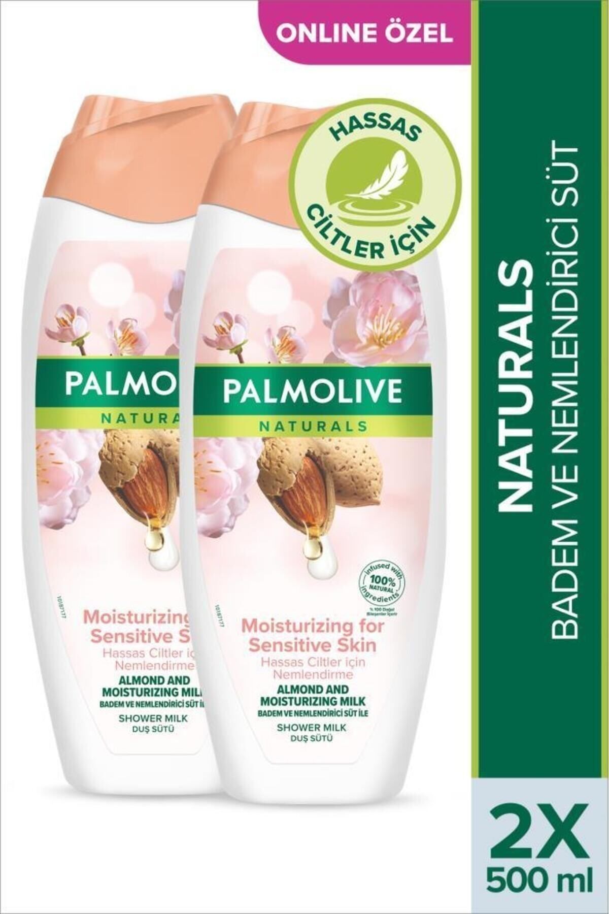 Palmolive Naturals Badem ve Nemlendirici Süt İle Hassas Ciltler İçin Duş Jeli 500 ml x2 Adet