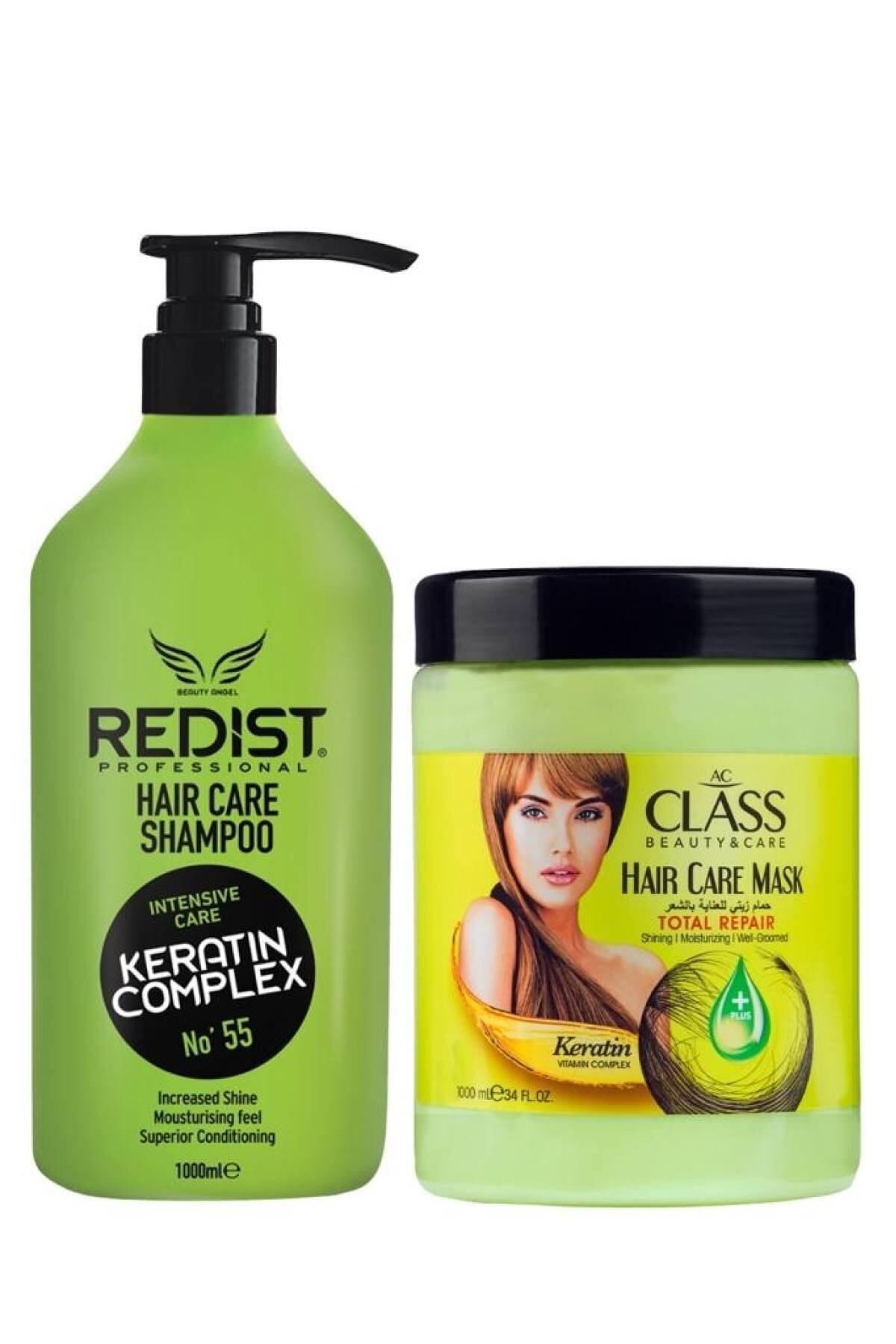 Redist Keratinli Saç Bakım Şampuanı 1000ml + Ac Class Saç Maskesi Keratinli 1000ml