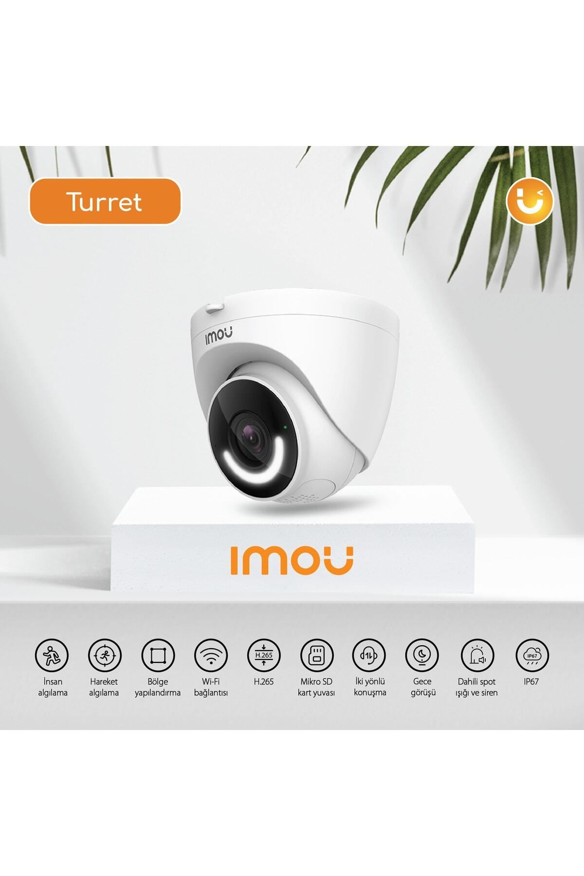 Imou Turret WiFi Kamera/2MP-Gece Görüş-İnsan Algılama-Siren-IP67-SD Kart-ONVIF- Bulut(IPC-T26EP)
