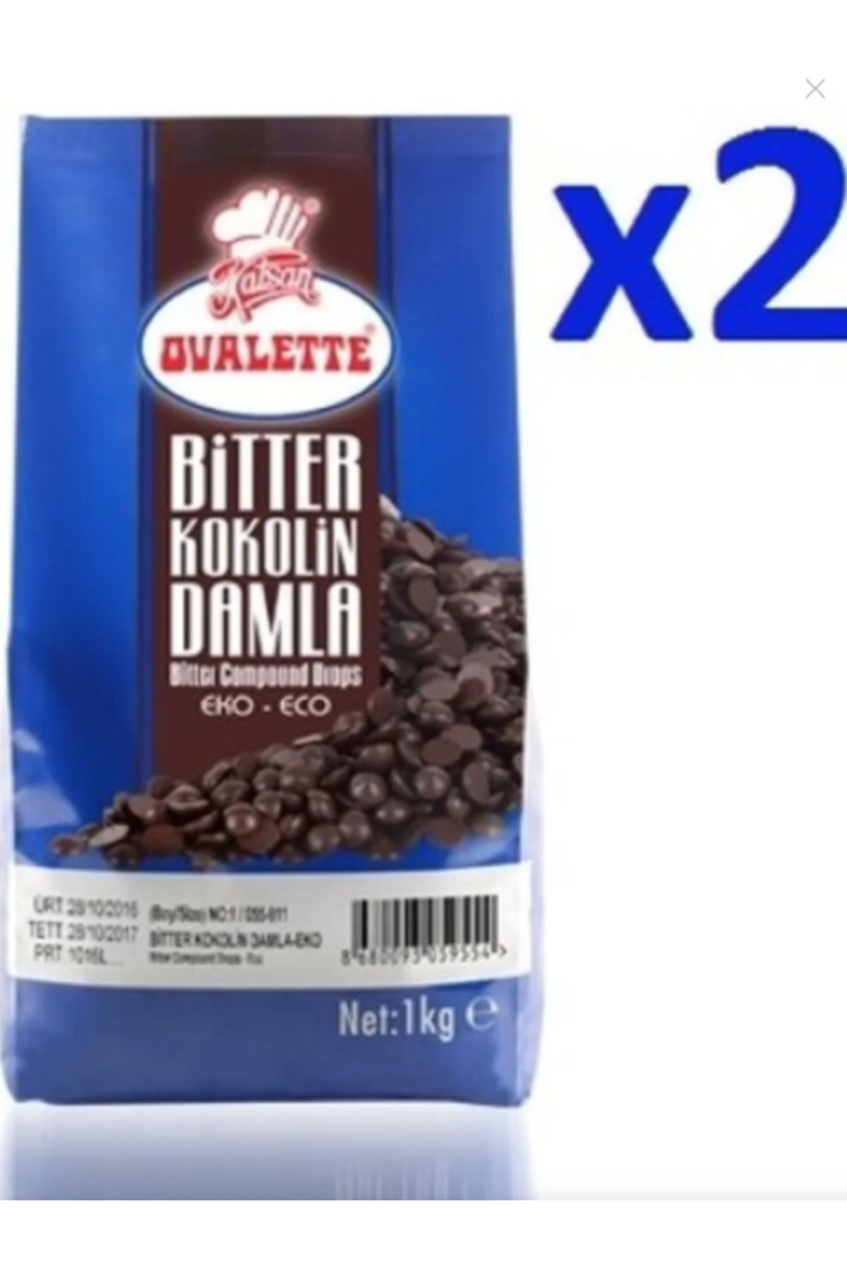 Katsan Ovalette Damla Çikolata Kokolin Bitter - Ovalette Katsan 2 Kg