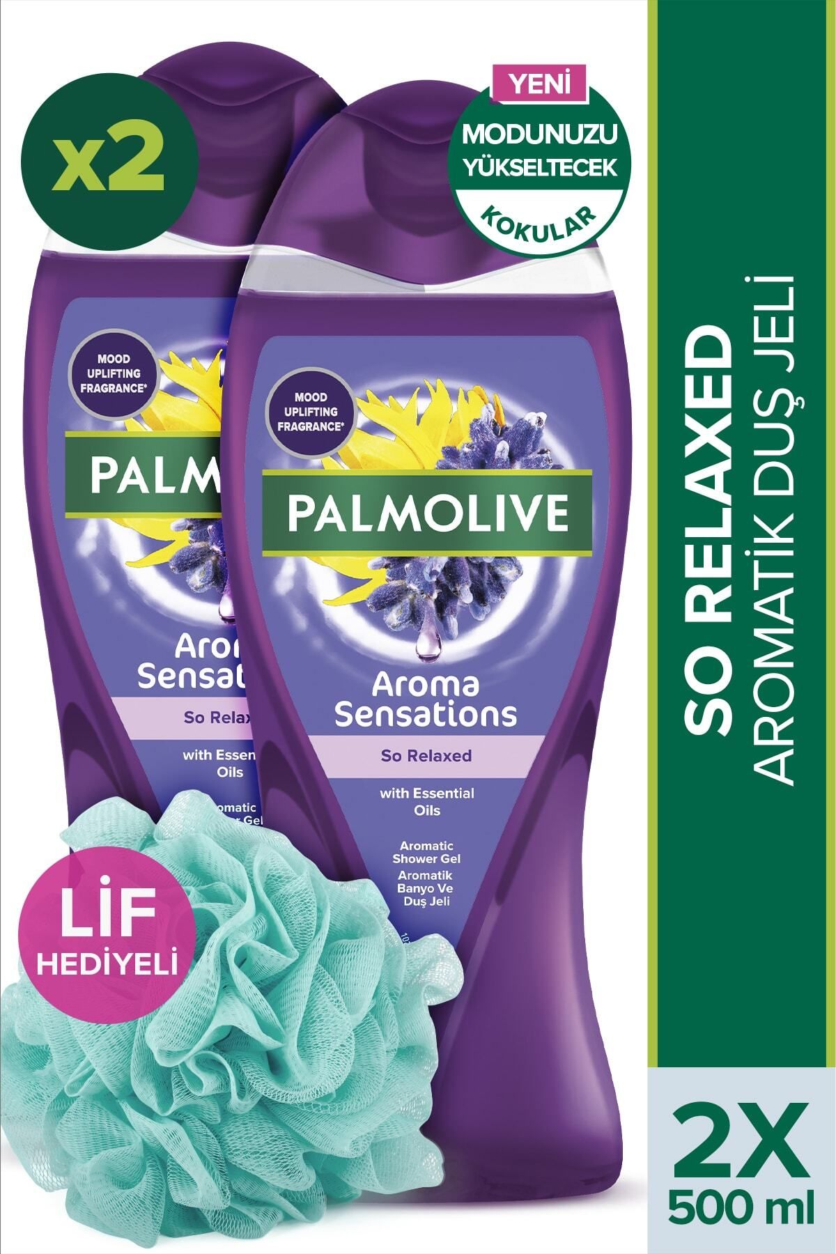 Palmolive Aroma Sensations So Relaxed Aromatik Banyo ve Duş Jeli 500 ml x 2 Adet + Duş Lifi Hediye
