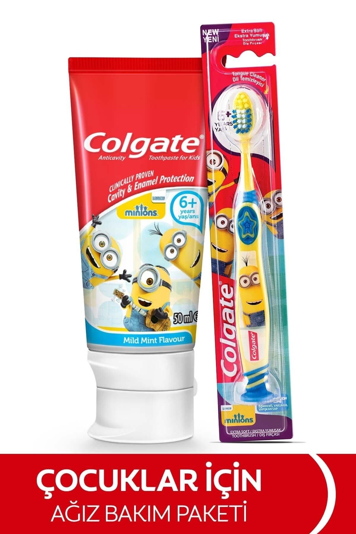 Colgate Minions Çocuk Diş Macunu 50 ml + Minions 6+Yaş Ekstra Yumuşak Çocuk Diş Fırçası