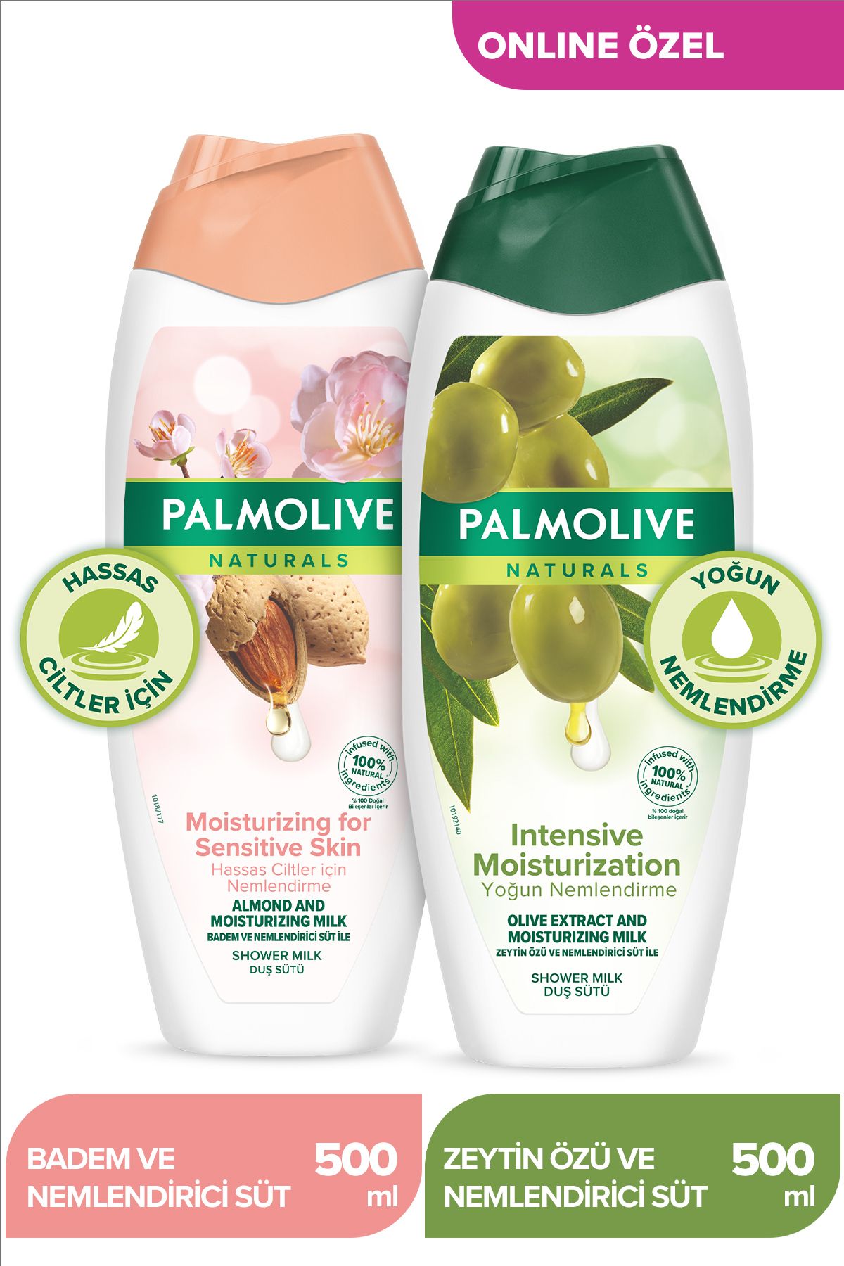 Palmolive Naturals Hassas Ciltler Için Badem Ve Yoğun Nemlendirici Zeytin Özü Duş Jeli 500 ml X2adet