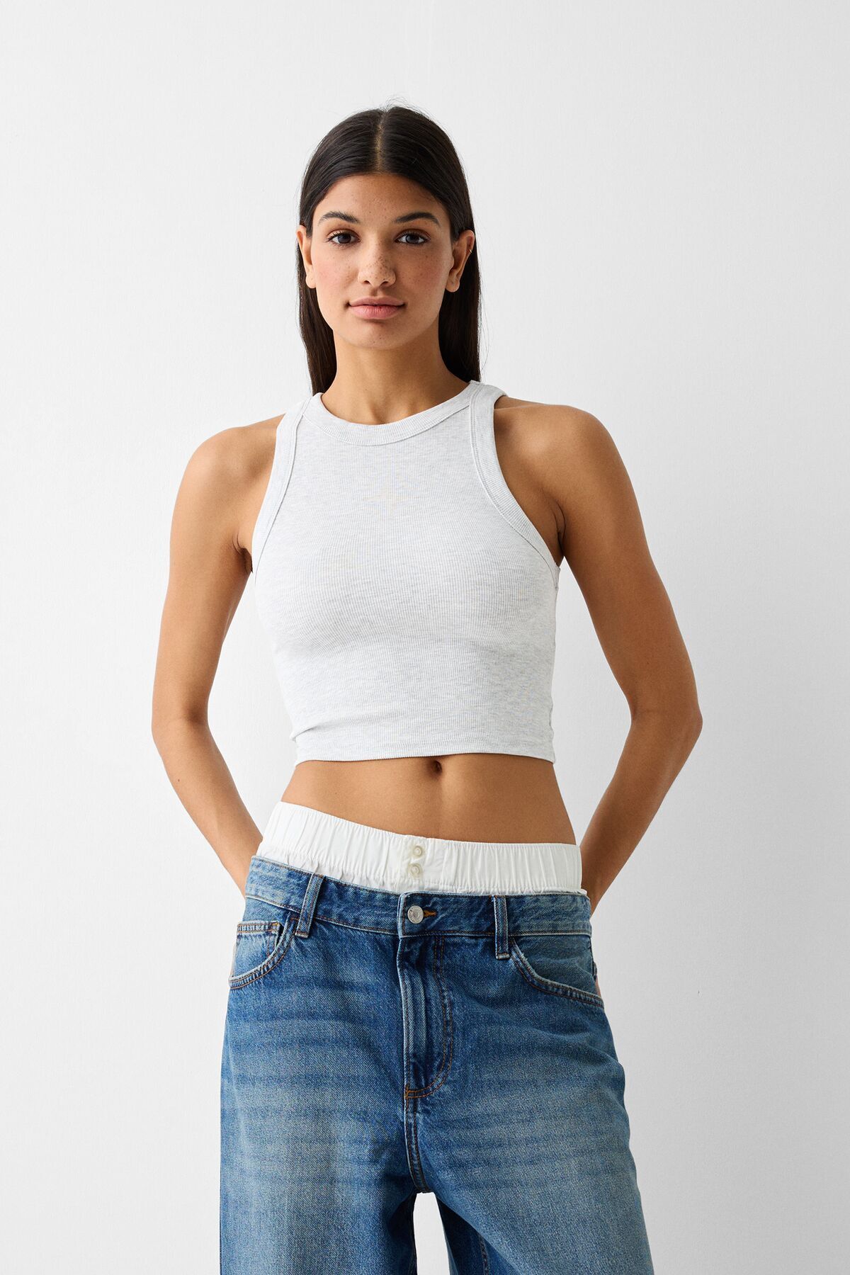 Bershka Fitilli kolsuz t-shirt