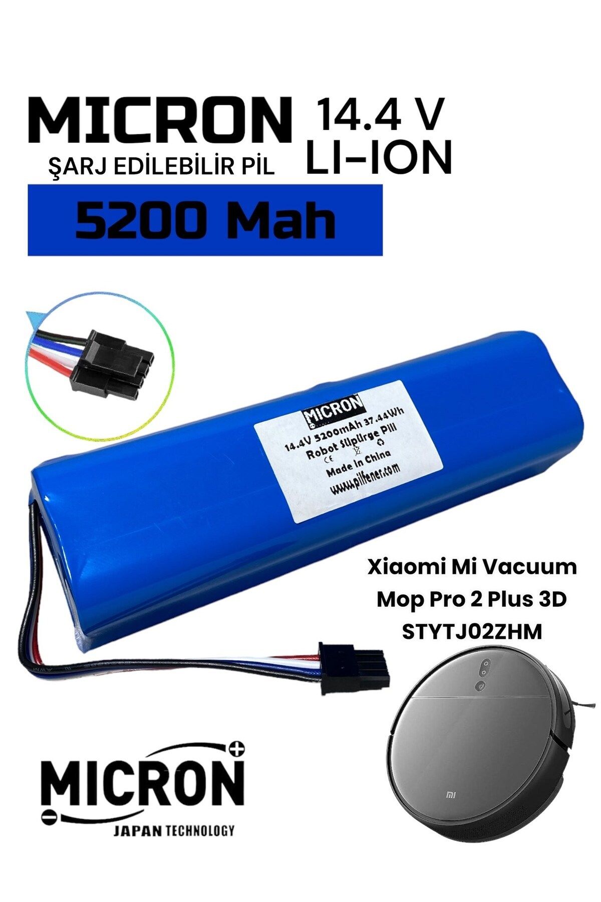 Micron Xiaomi Mi Vacuum Mop Pro2 Plus 3d STYTJ02ZHM Akıllı Robot Süpürge Bataryası 14.4v 5200mah Pil