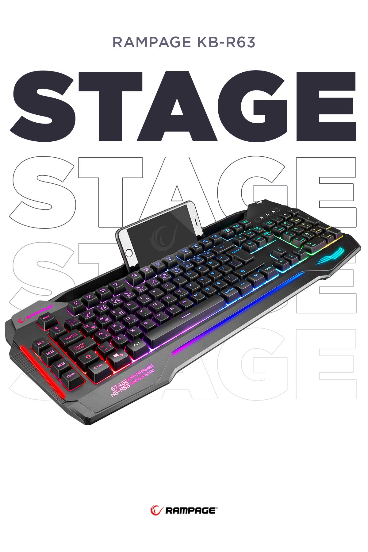 Rampage Kb-r63 Stage Rainbow Rgb Aydınlatmalı Makrolu Gaming Oyuncu Klavyesi