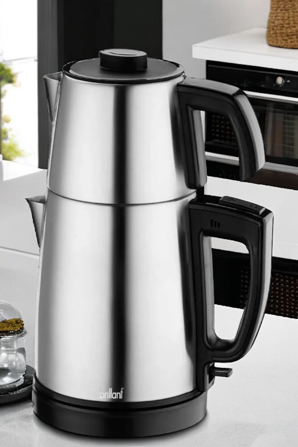 Brillant Inox 30 Bardaklık 2200 Watt Geniş Hazneli Paslanmaz Çelik Çay Makinesi Ve Su Isıtıcısı