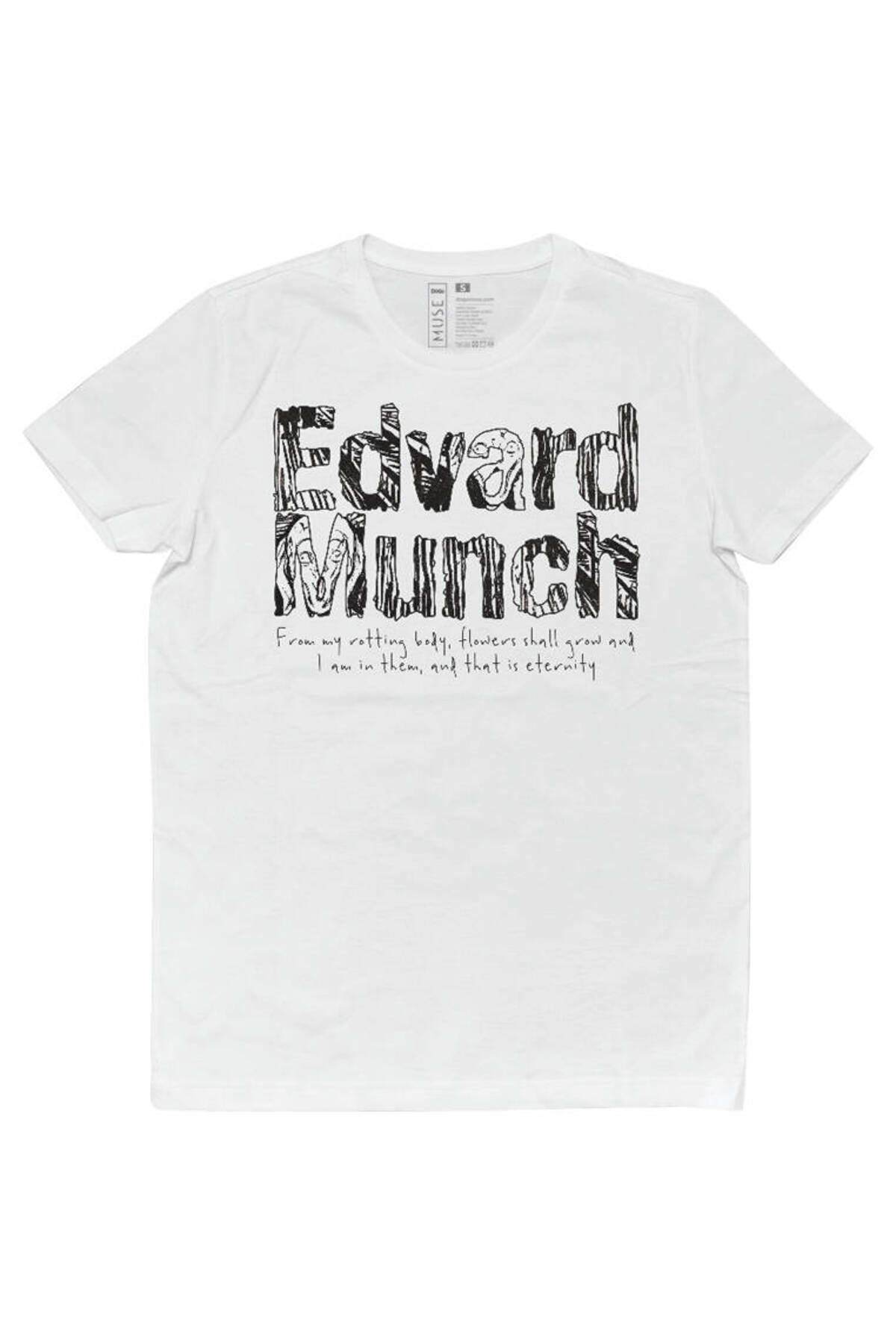 Dogo Unisex Vegan Beyaz T-shirt - Edvard Munch Eternity Muse Tasarım