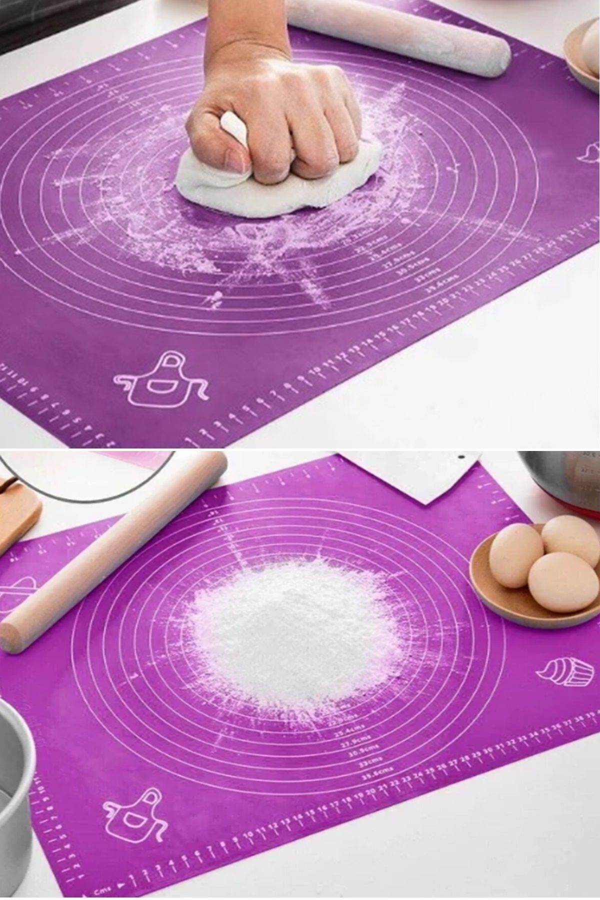 Kitchen Live Silikon Ölçekli Hamur Açma Matı Baklava Börek Ekmek Mantı Erişte Hamuru Yoğurma Matı Mutfak Hazırlık