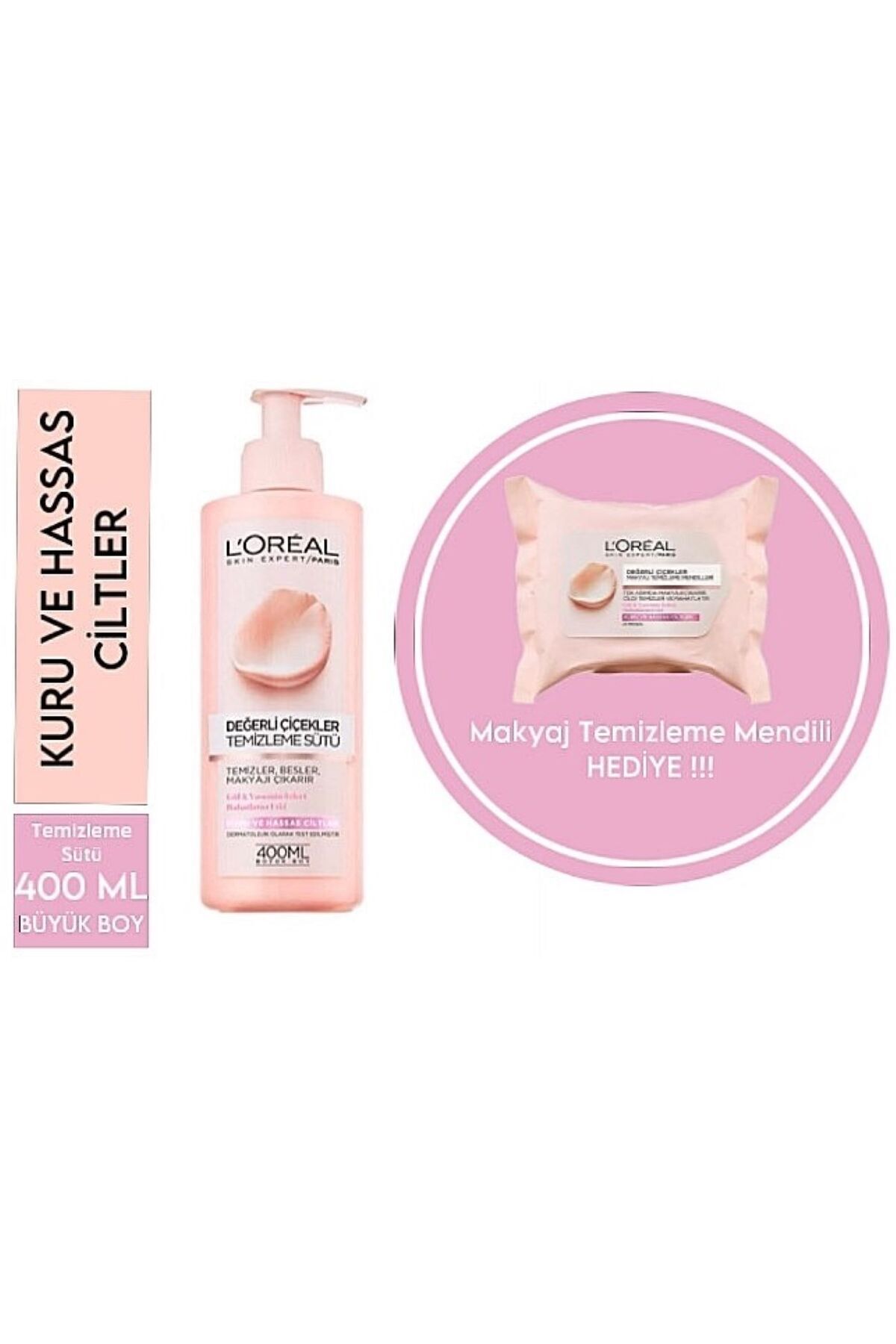 L'Oreal Paris Kuru Ve Hassas Ciltler Için Değerli Çiçekler Temizleme Sütü 400 Ml