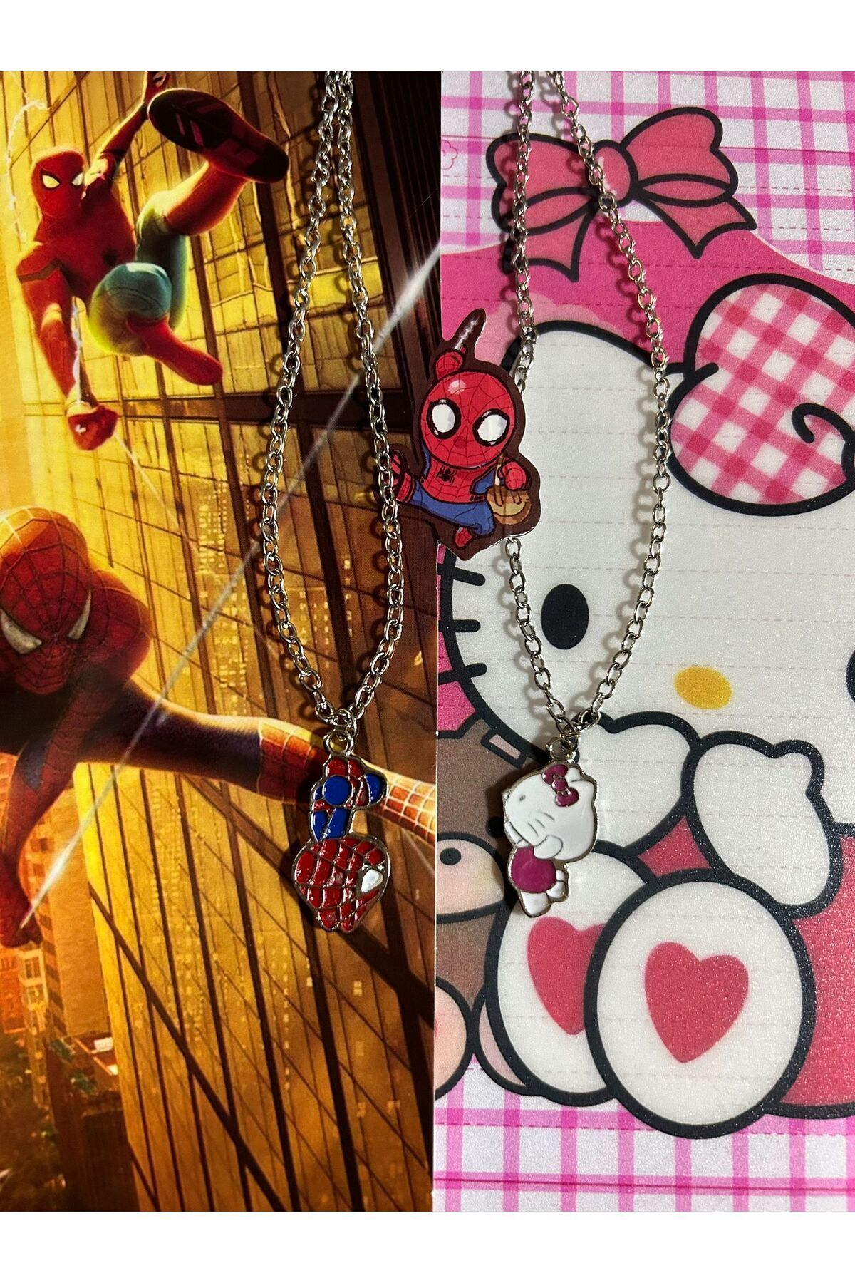 DEEFWEAR Hello Kitty & Spiderman çift kolye
