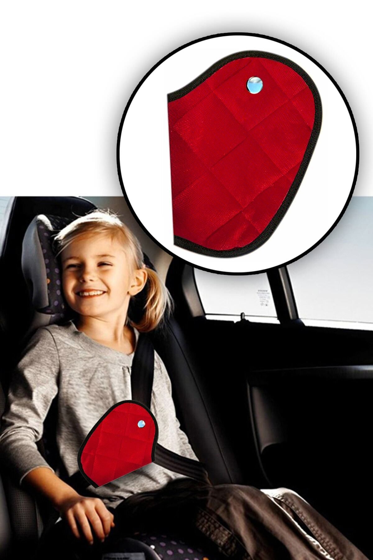 Bundeba Plus Çocuk Kırmızı Emniyet Kemeri Tutucu Kılıf Emniyet Kemeri Düzenleyici Oto Emniyet Kemer Tutucu